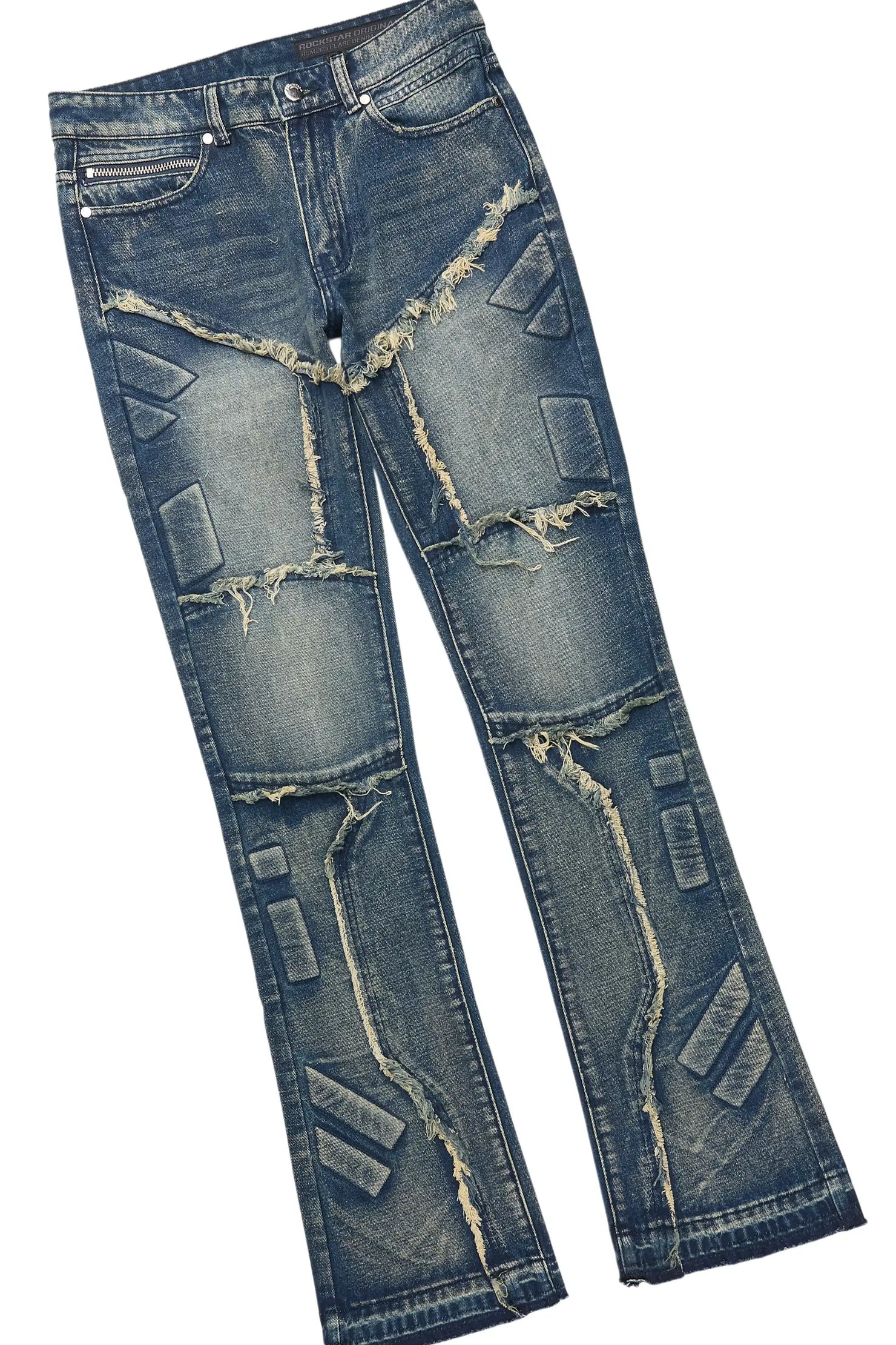 Throttle Blue Denim Jacket/Stacked Flare Jean Set