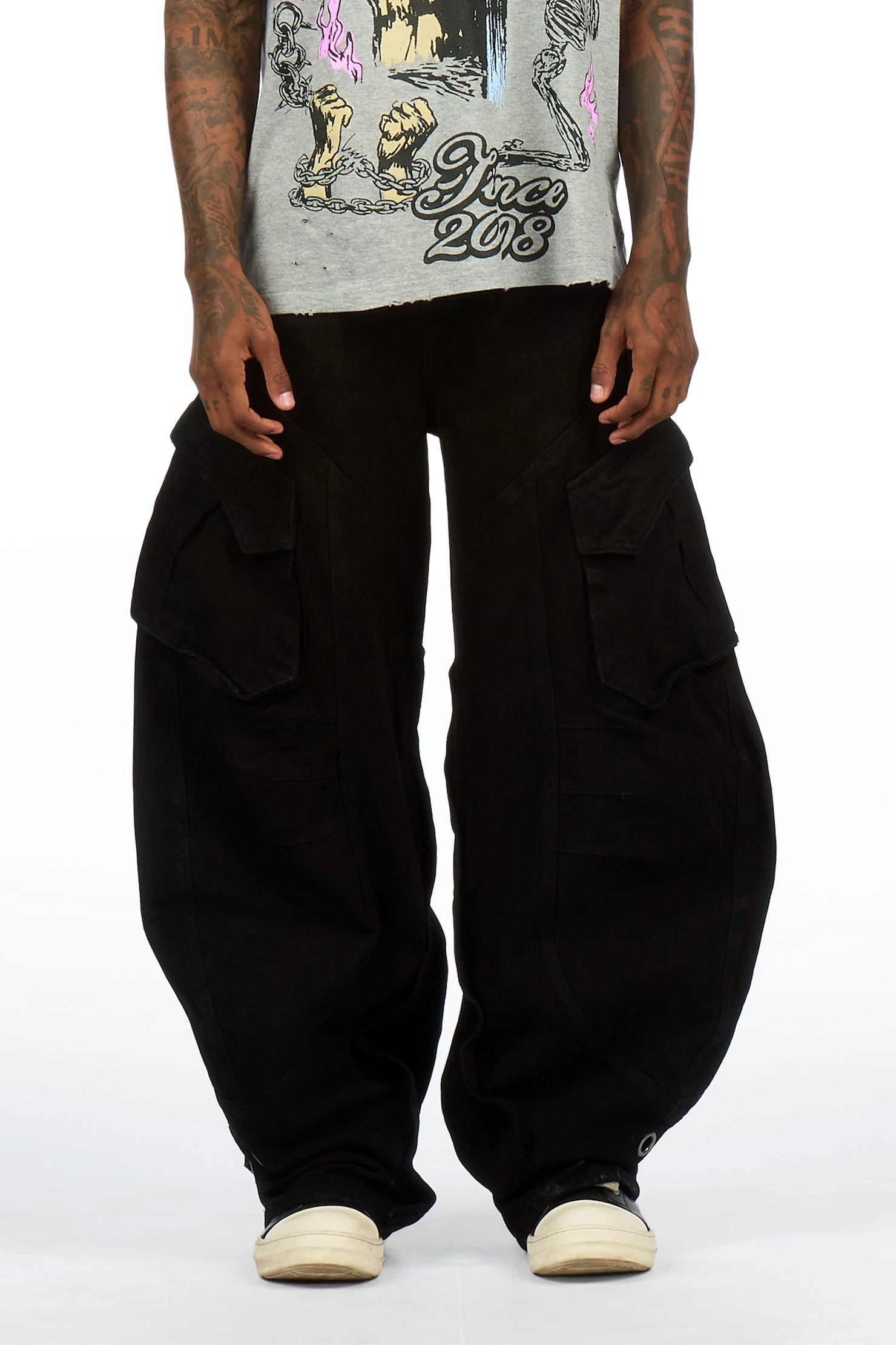 Tren Black Oil Wash Barrel Fit Jean