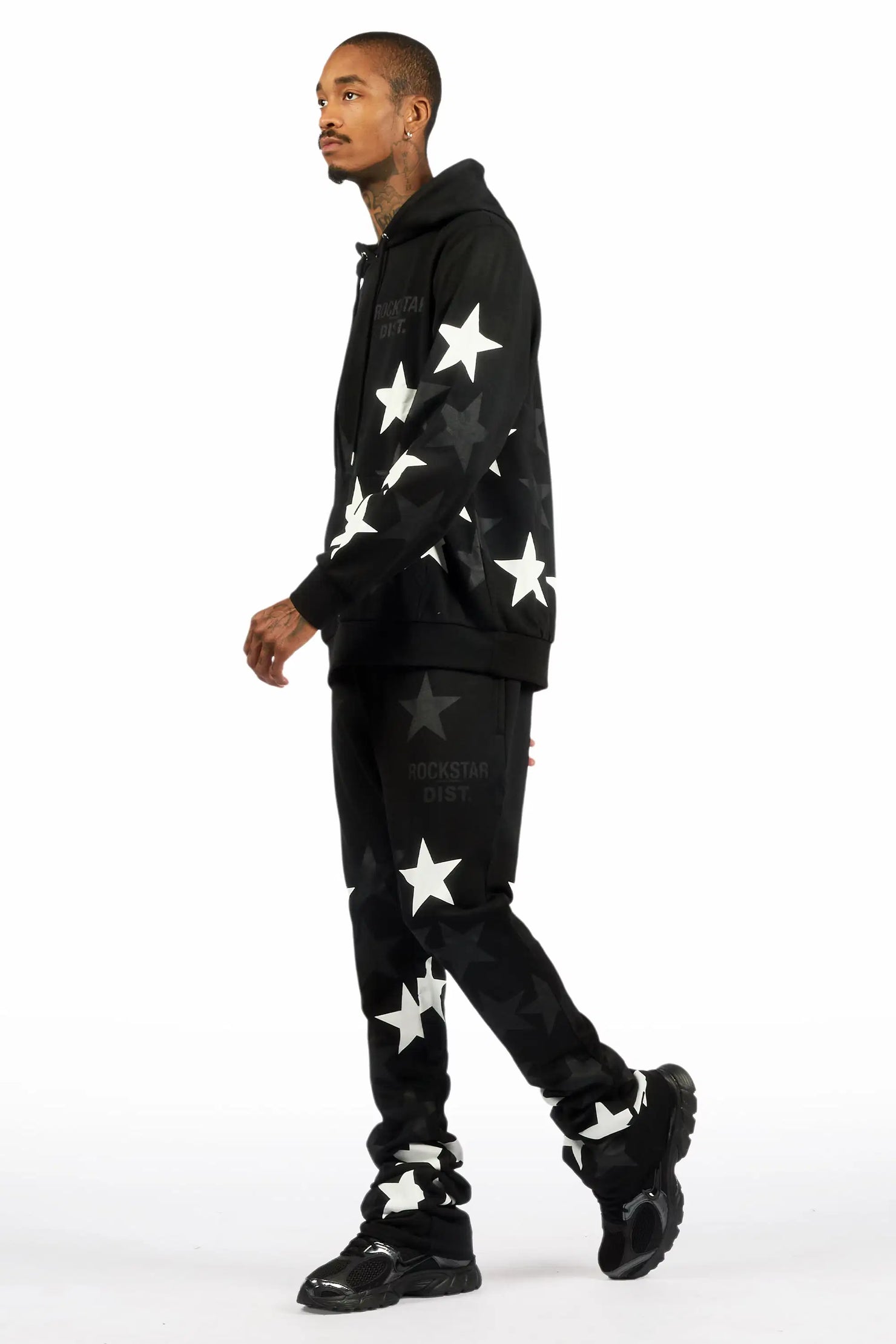 Starlane Black/White Hoodie Stacked Flare Fit Track Set