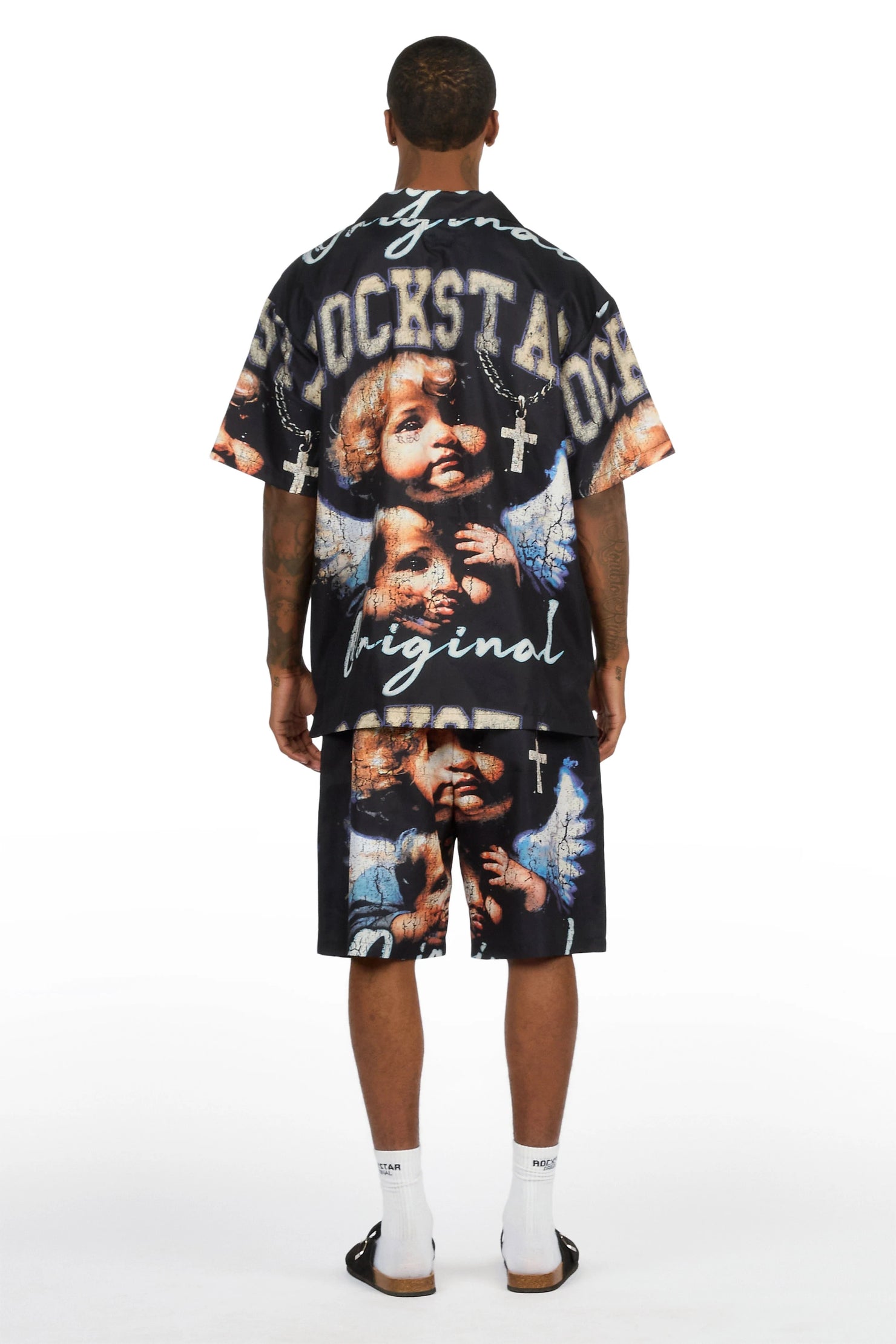 Deiter Black Button Down T-Shirt/Short Set