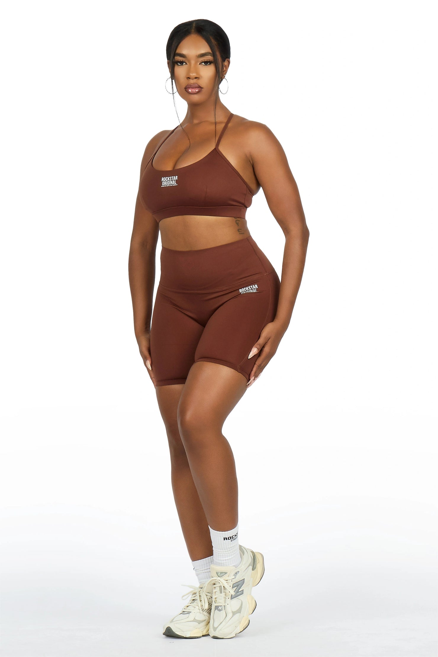 Aliccia Brown Tank Active Bike Short Set