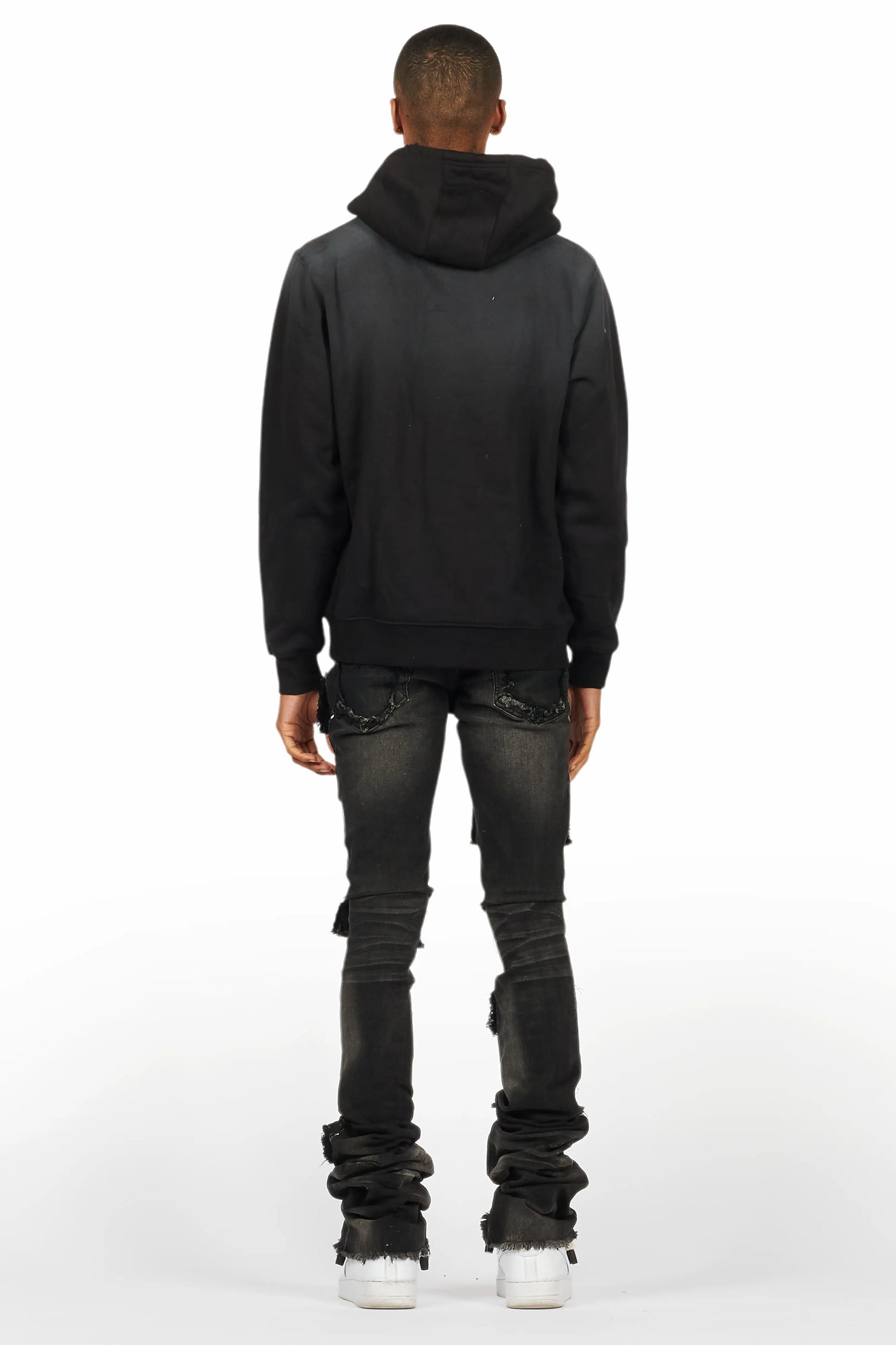 Amina Black Hoodie/Stacked Flare Jean Bundle