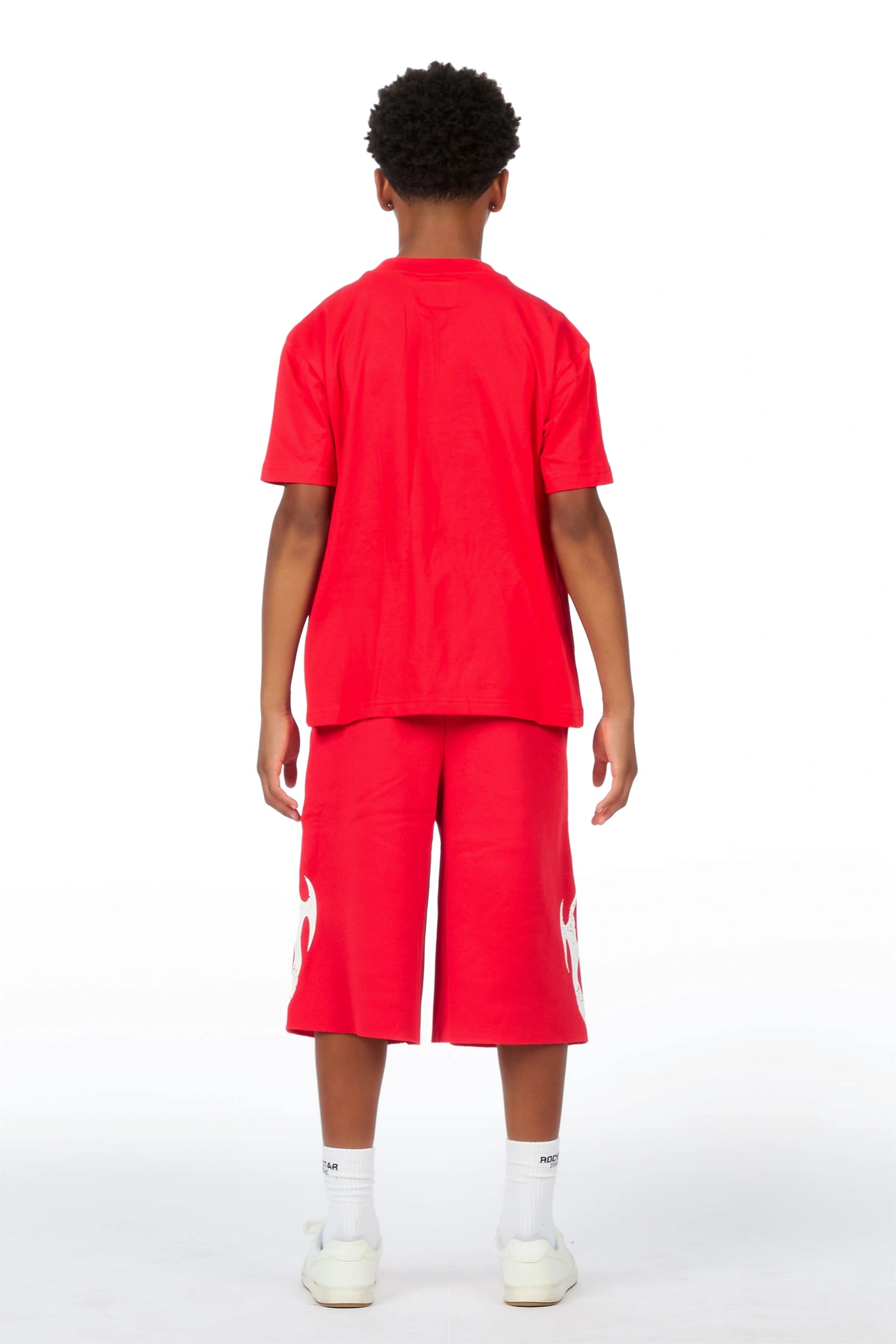 Boys Member Red Oversized T-Shirt/Short Set