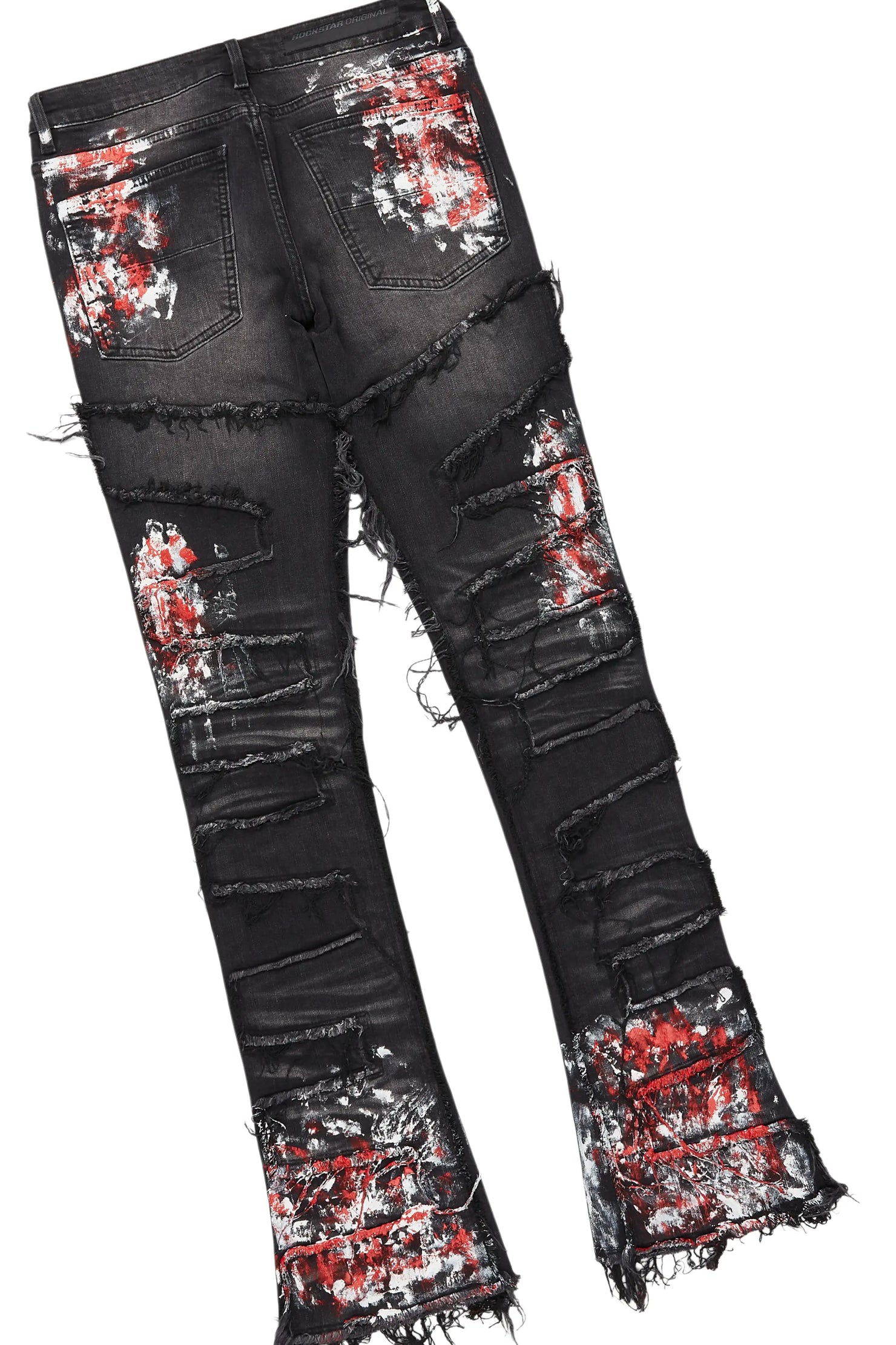 Saxon Dark Grey/Red T-Shirt/Stacked Flare Jean Set