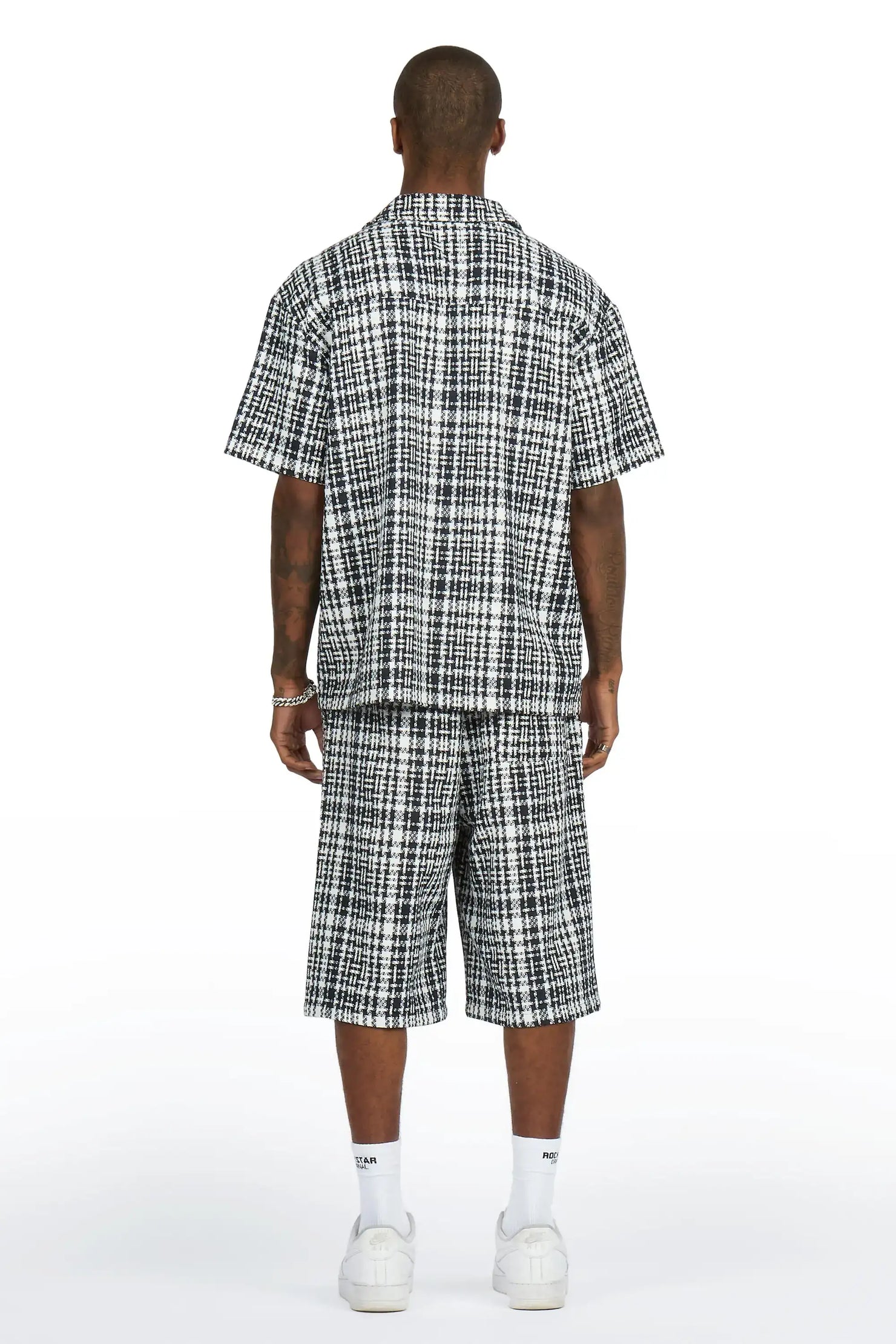 Kashton Black Button Down Shirt/Jort Set