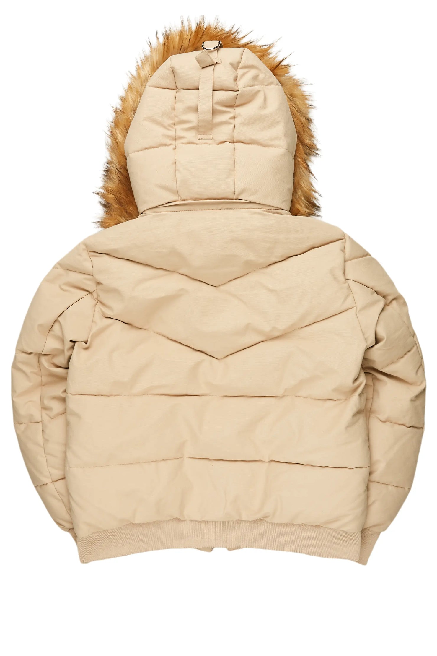 Langston Beige Puffer Jacket with Fur Hood