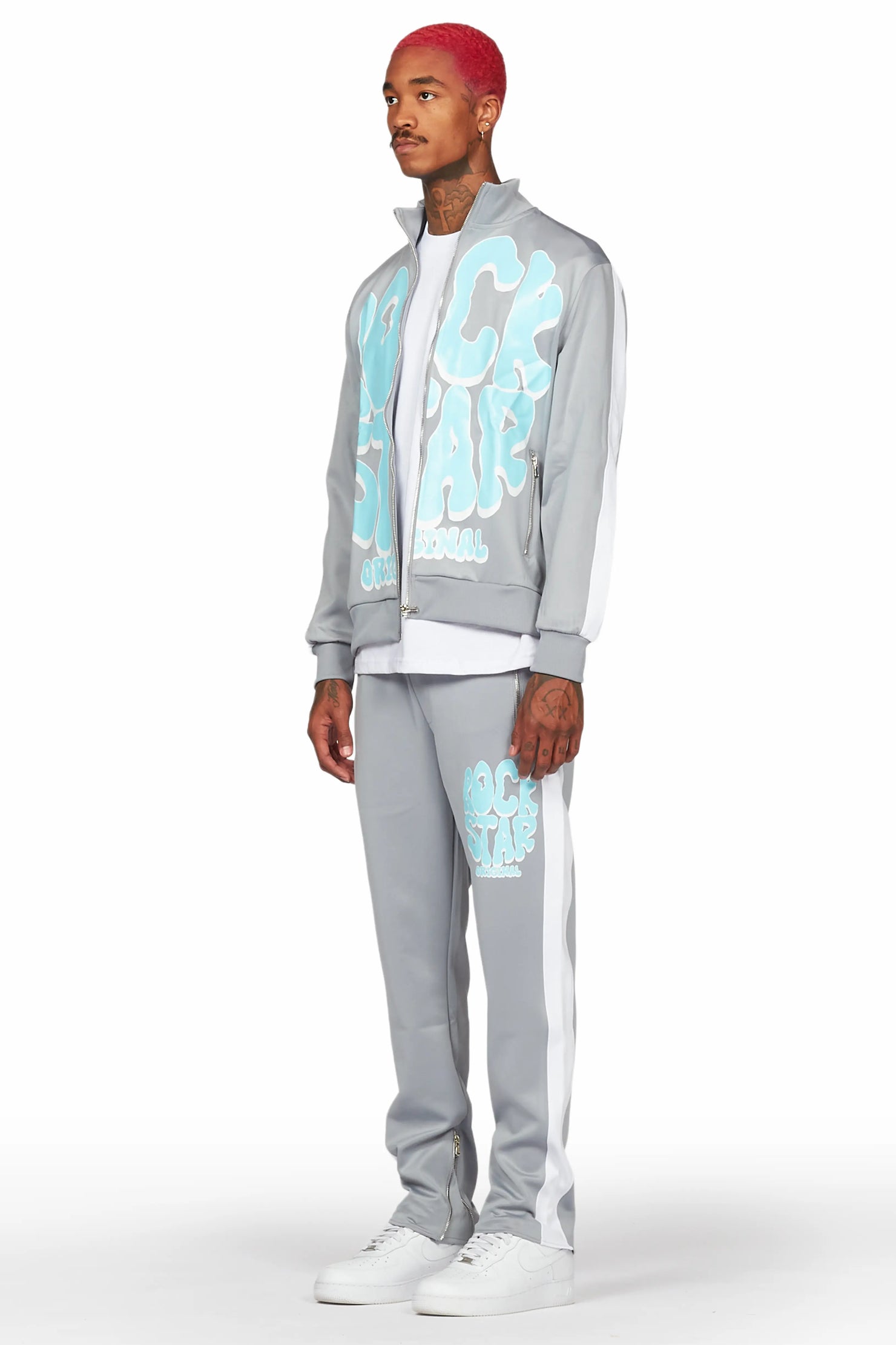 Warblen Grey Tricot Slim Fit Track Set