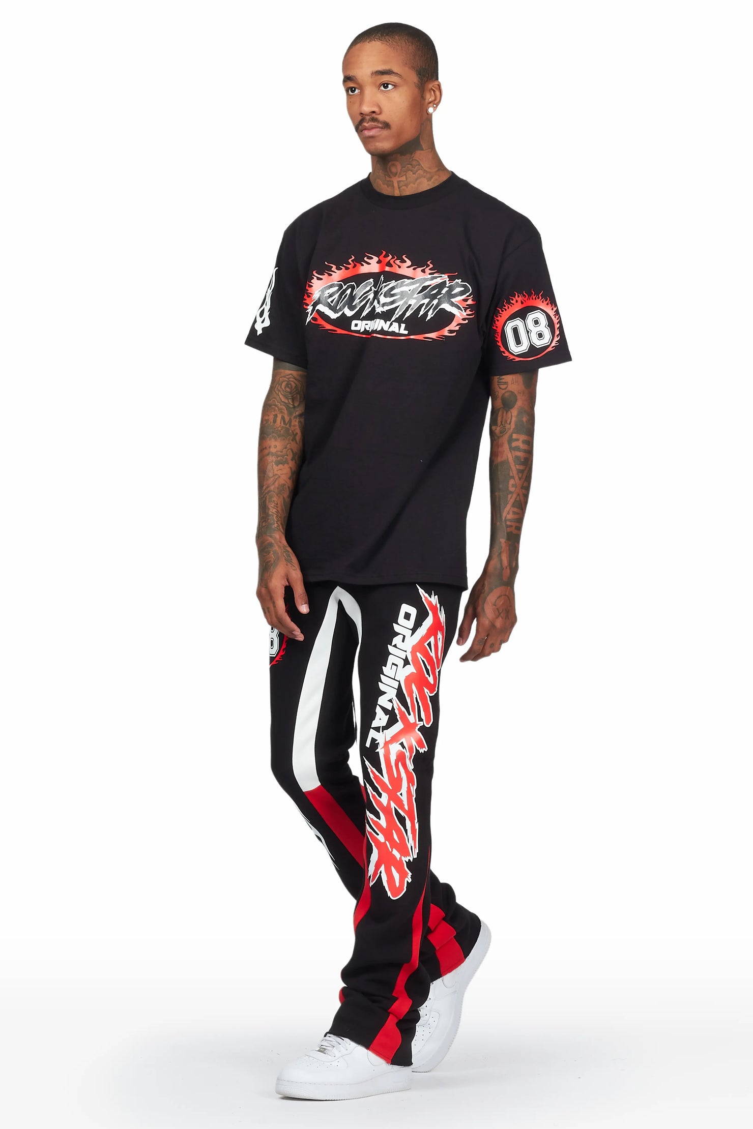 Draven Black/Red T-Shirt Stacked Flare Trackset
