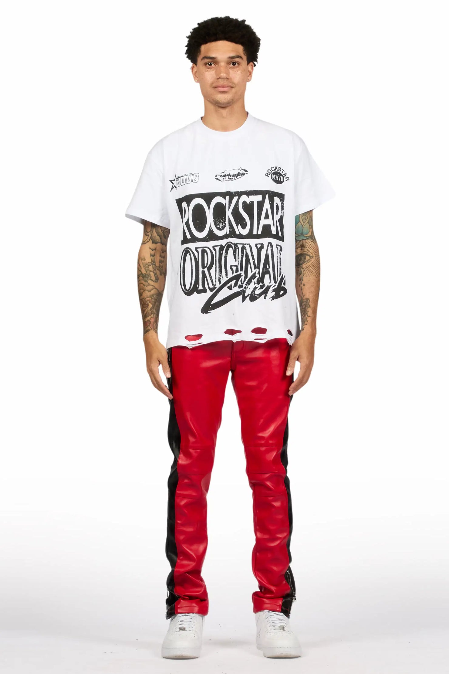 Play Boy Red/Black Skinny Faux Leather Fit Jean