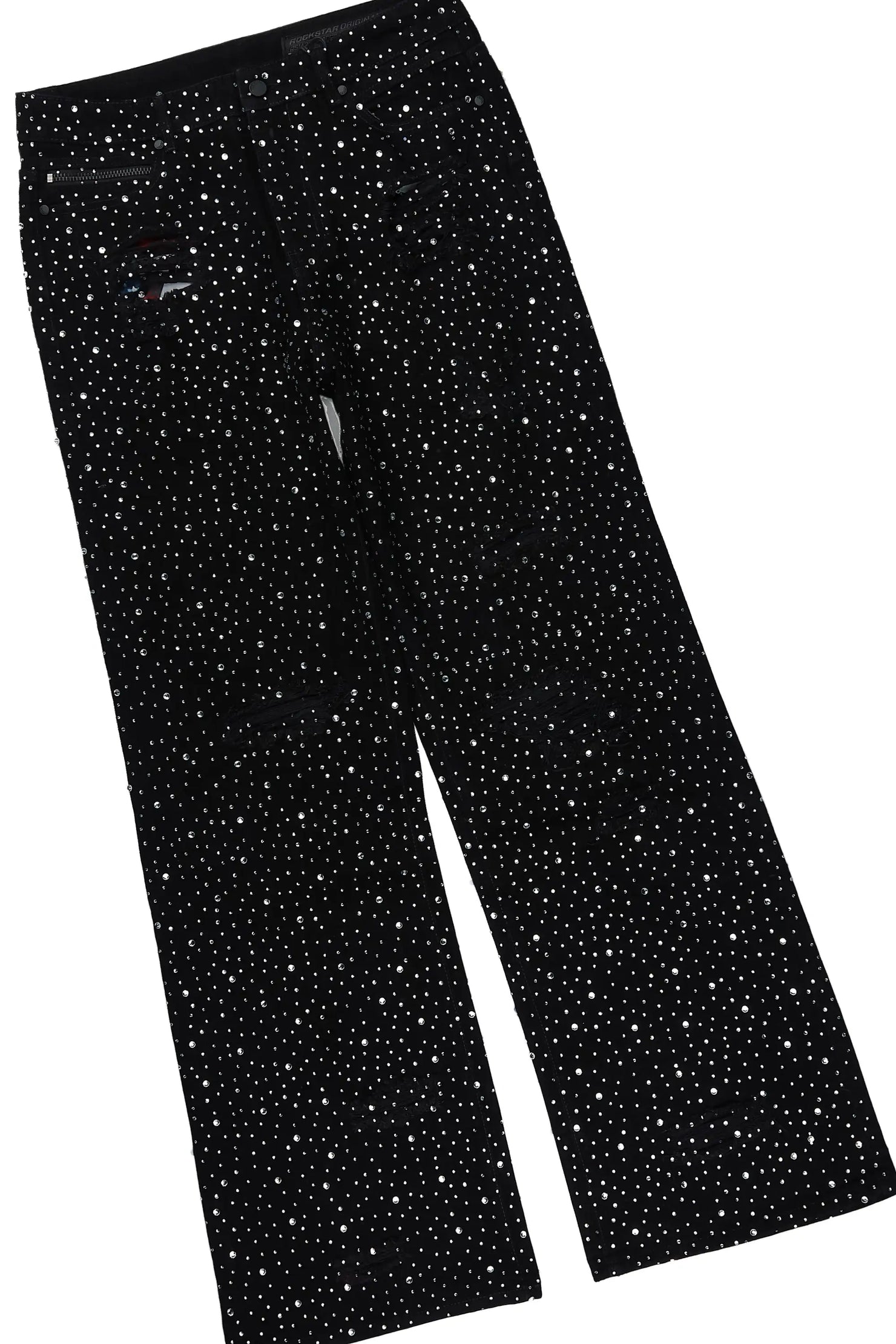 Discolite Black Rhinestone Denim Jacket/Baggy Jean Set