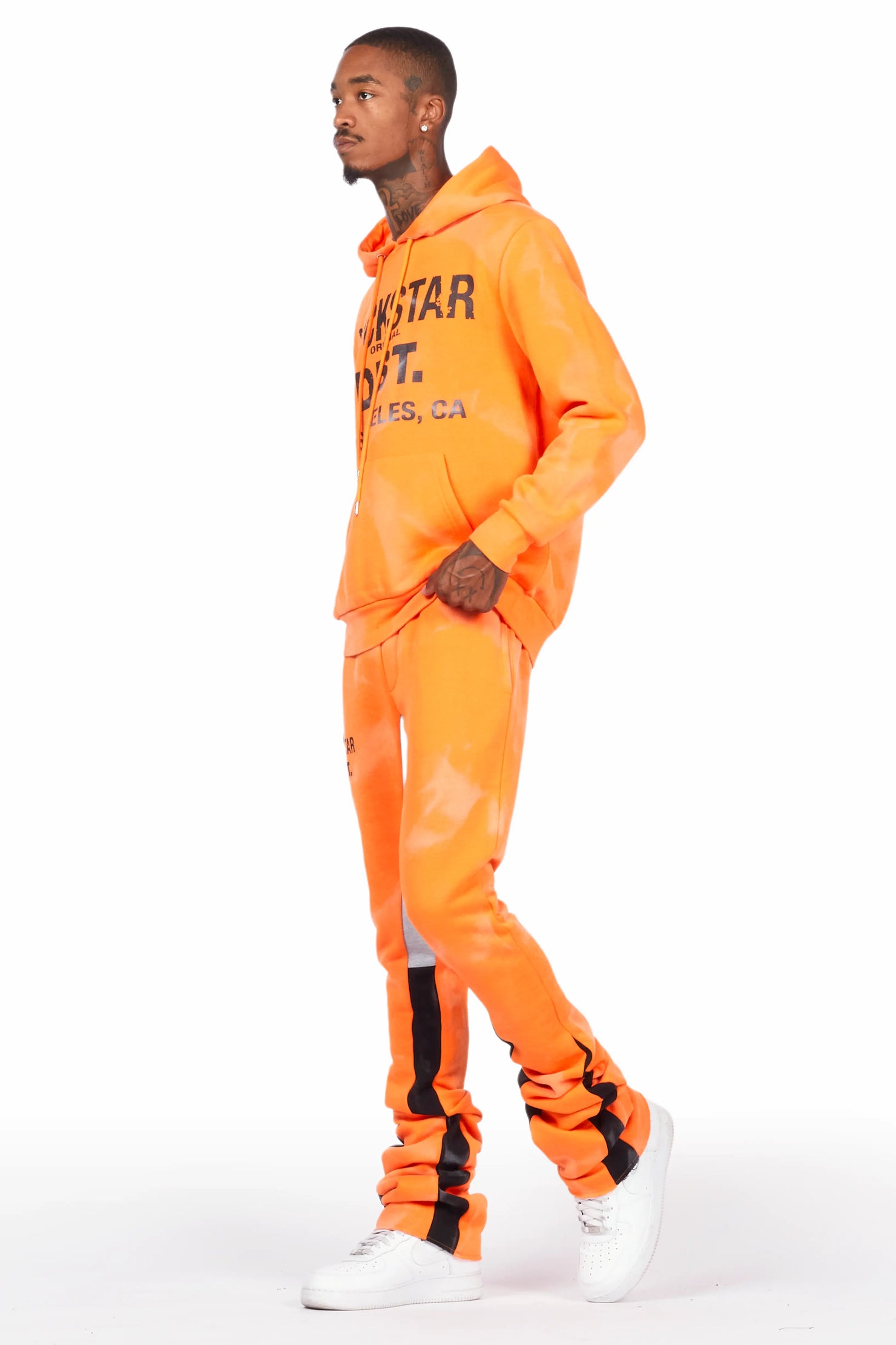 Nelly Orange Hoodie/Super Stacked Flare Pant Set