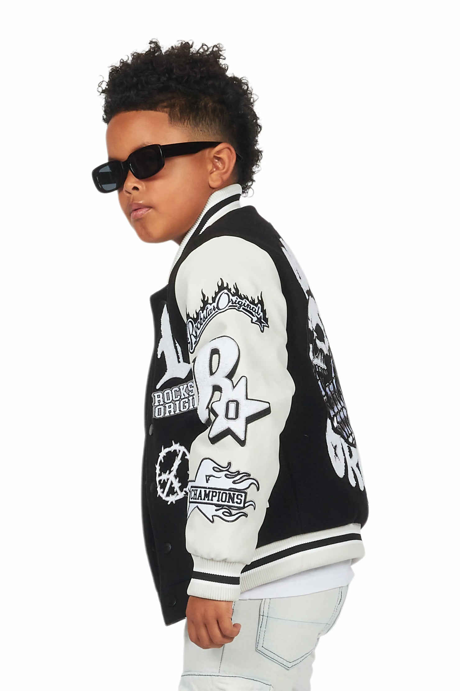 Boys Rune Black Varsity Jacket