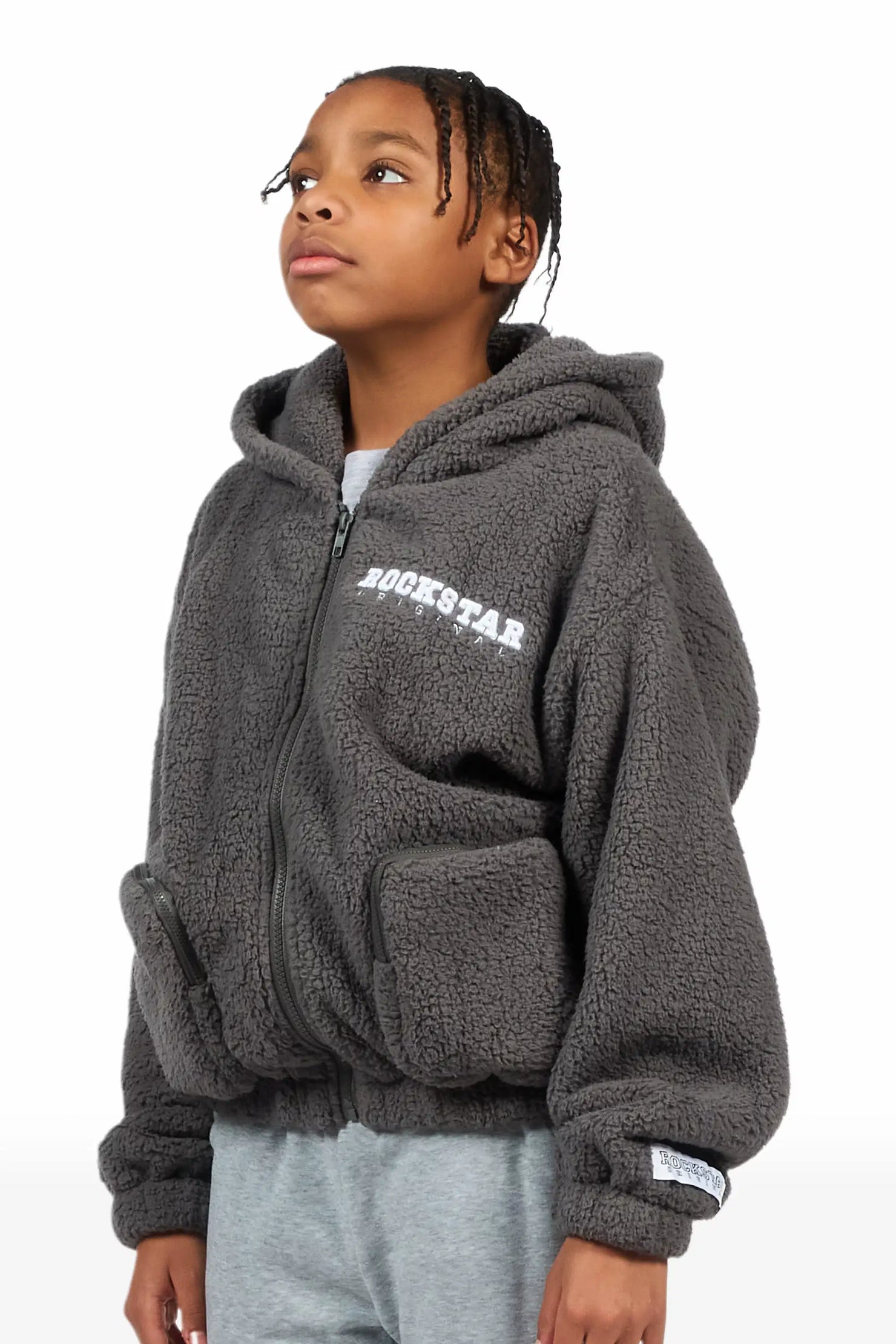 Boys Lonia Grey Sherpa Jacket