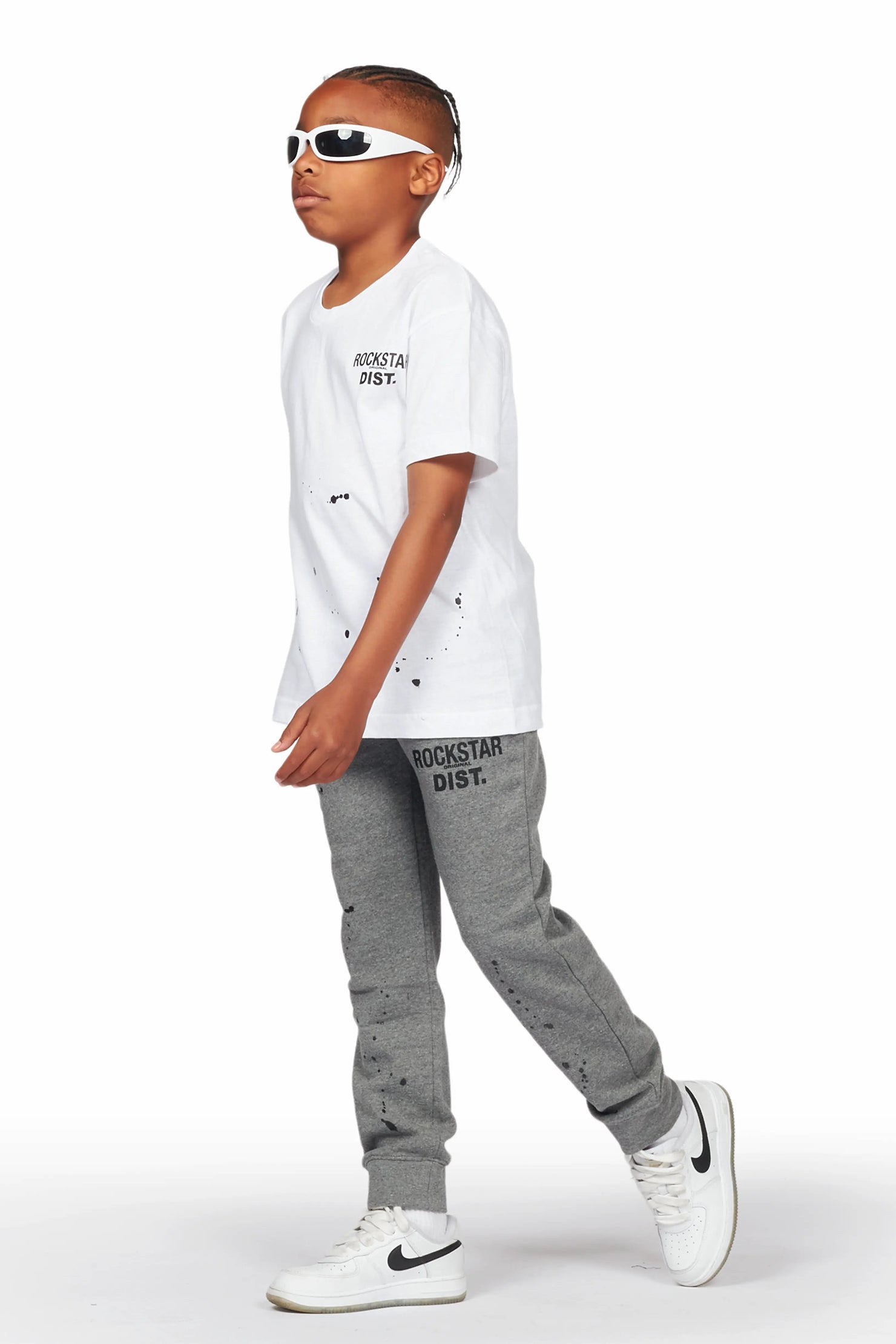 Boys Galen White/Grey T-Shirt Jogger Set