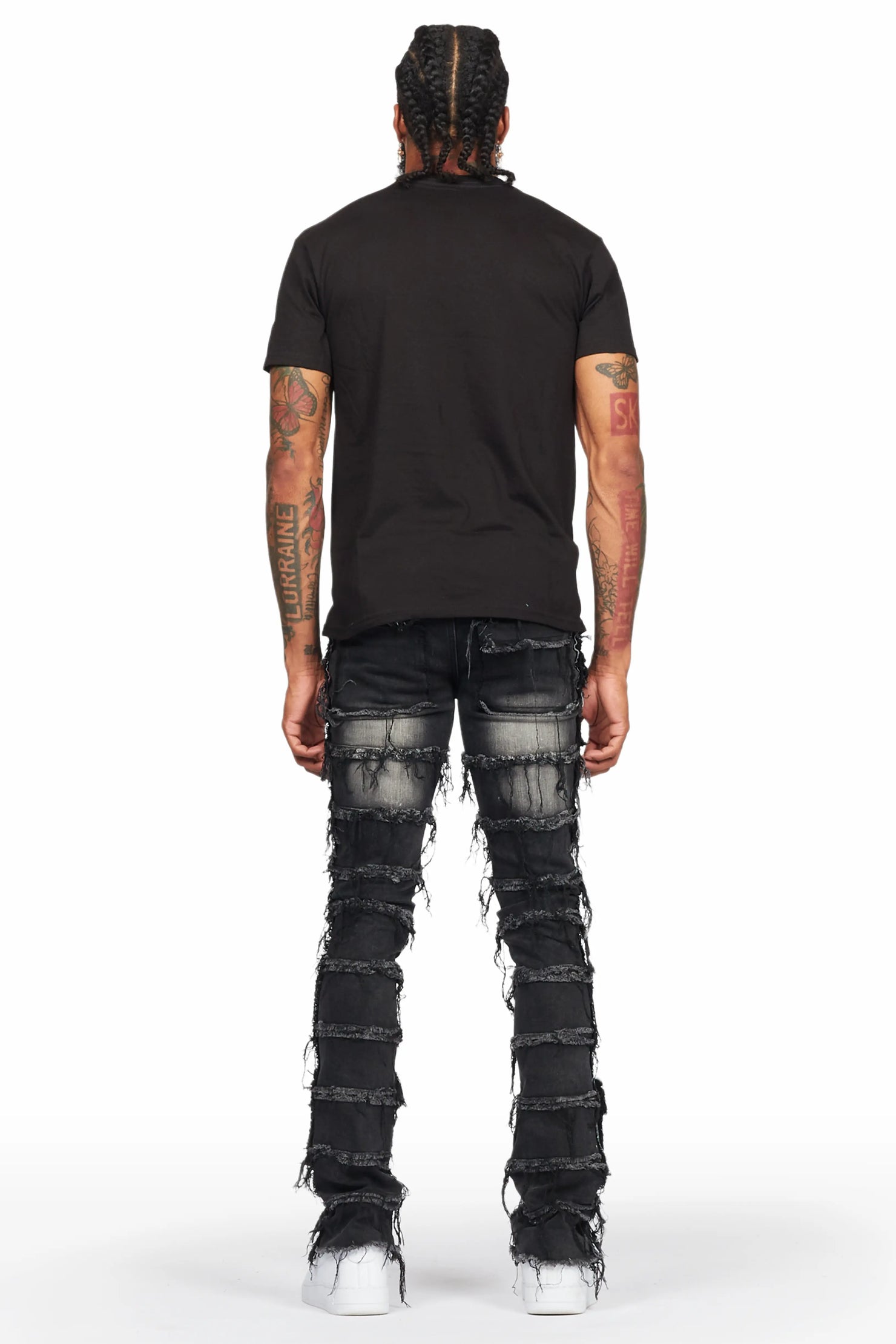 Wasi Black Painter Stacked Flare Jean