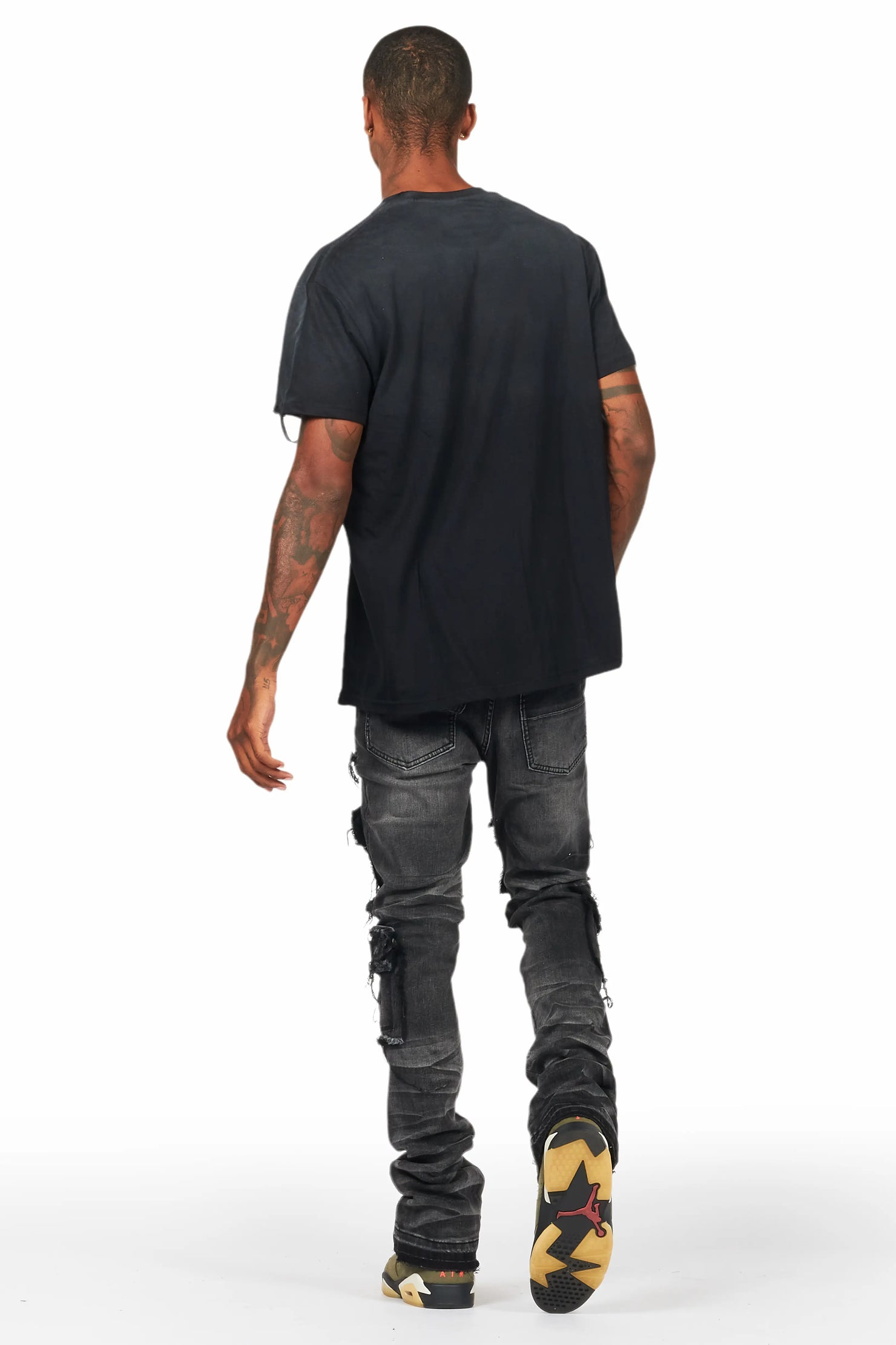 Tyrell Grey Wash Stacked Flare Cargo Jean