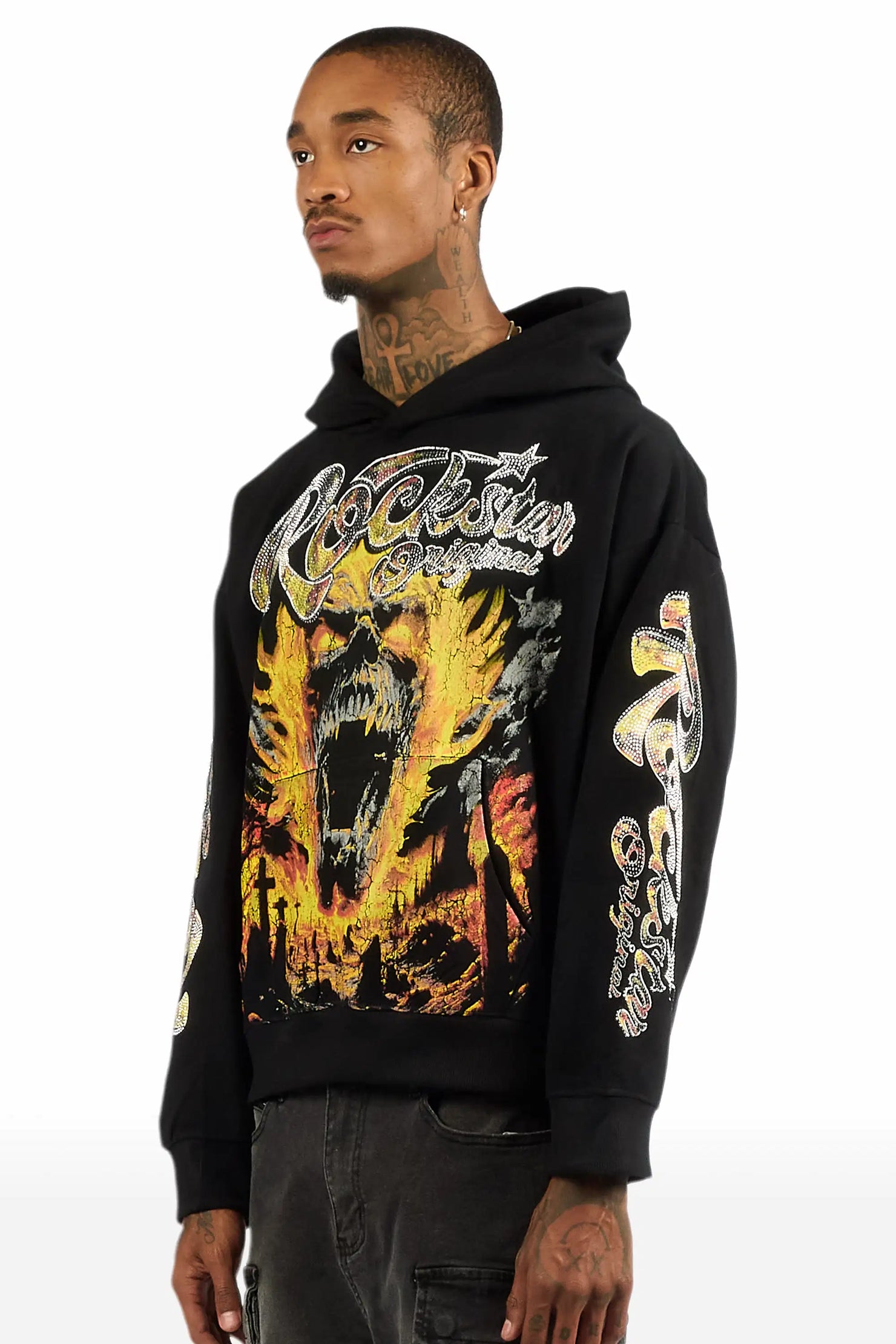 Brun Black Rhinestone Oversized Hoodie