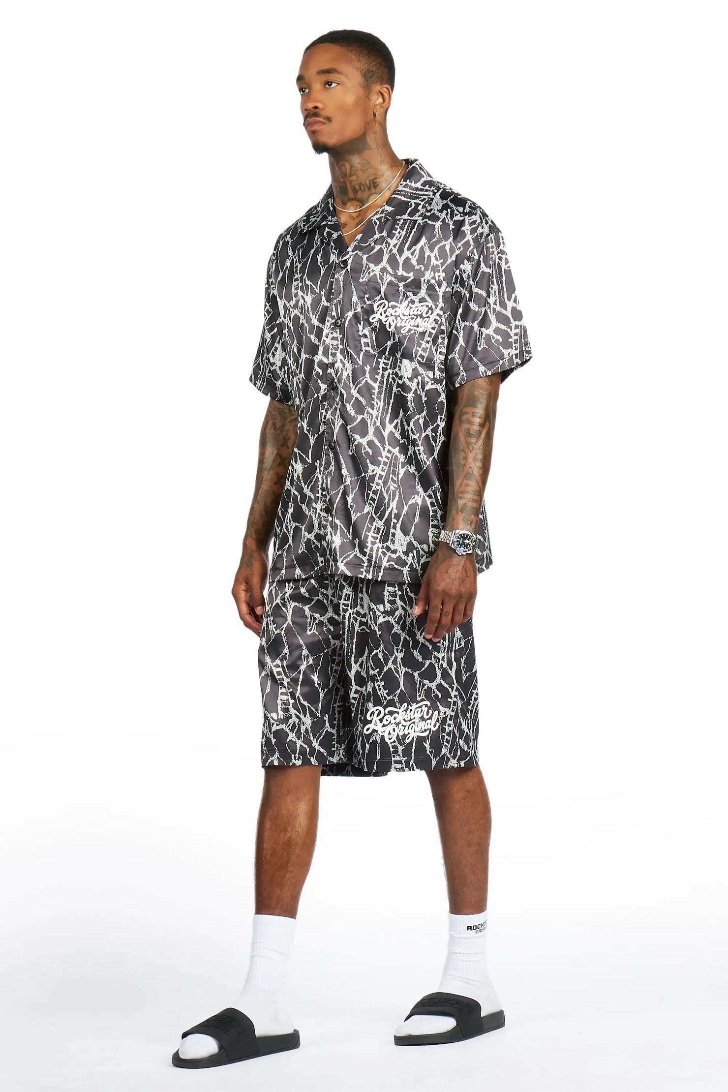Princeton Black Button Down Shirt/Short Set