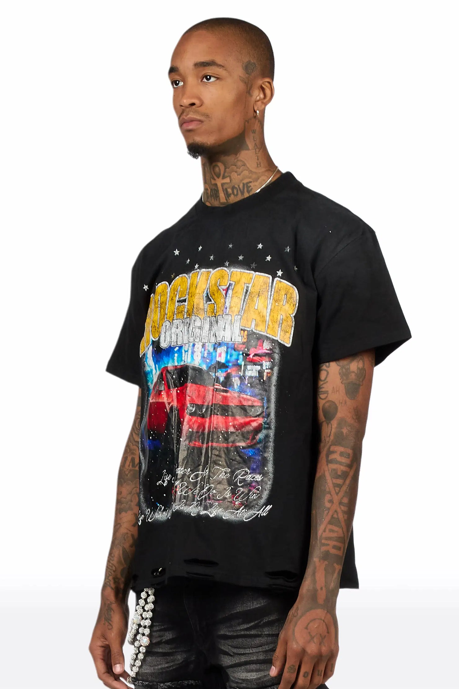 Zerix Black Oversized Graphic T-Shirt