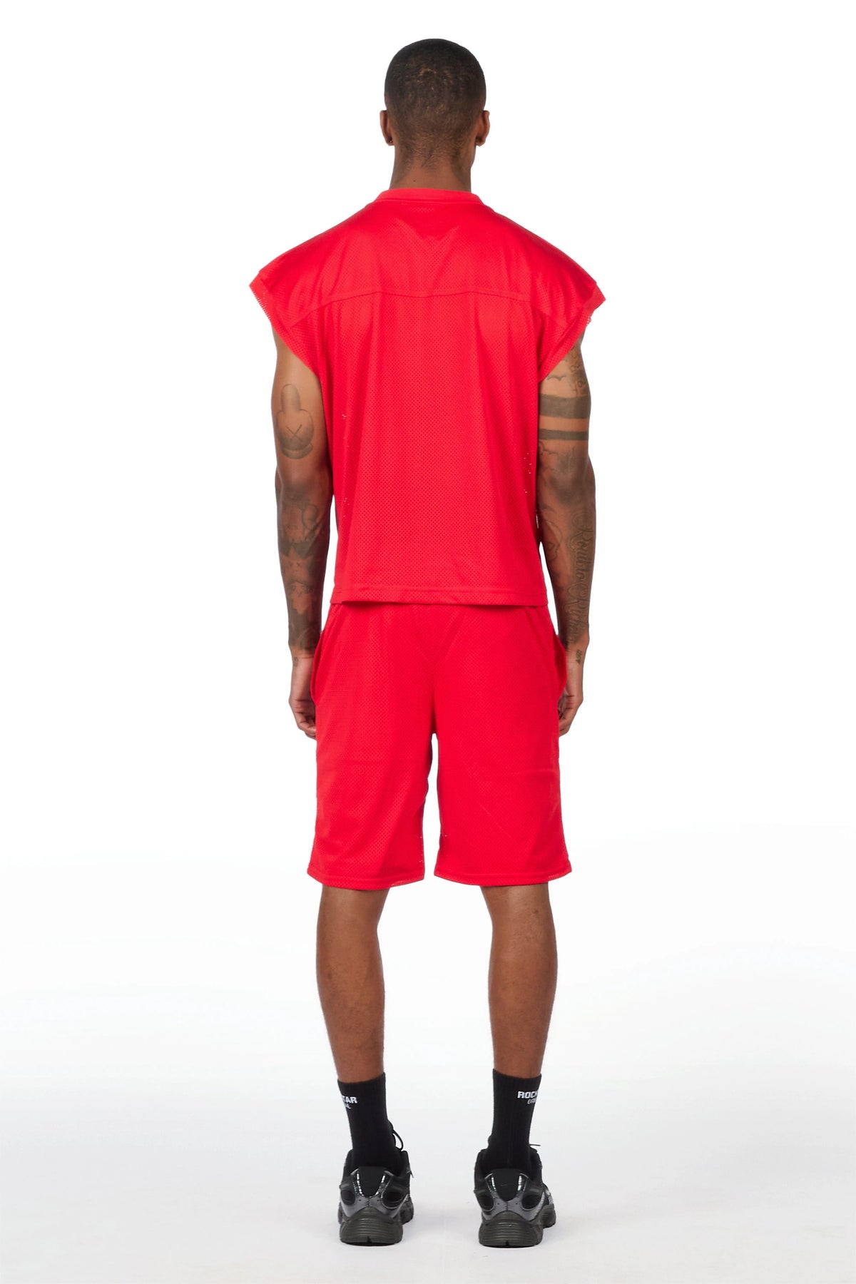 Climi Red Cut Sleeve T-Shirt/Short Set
