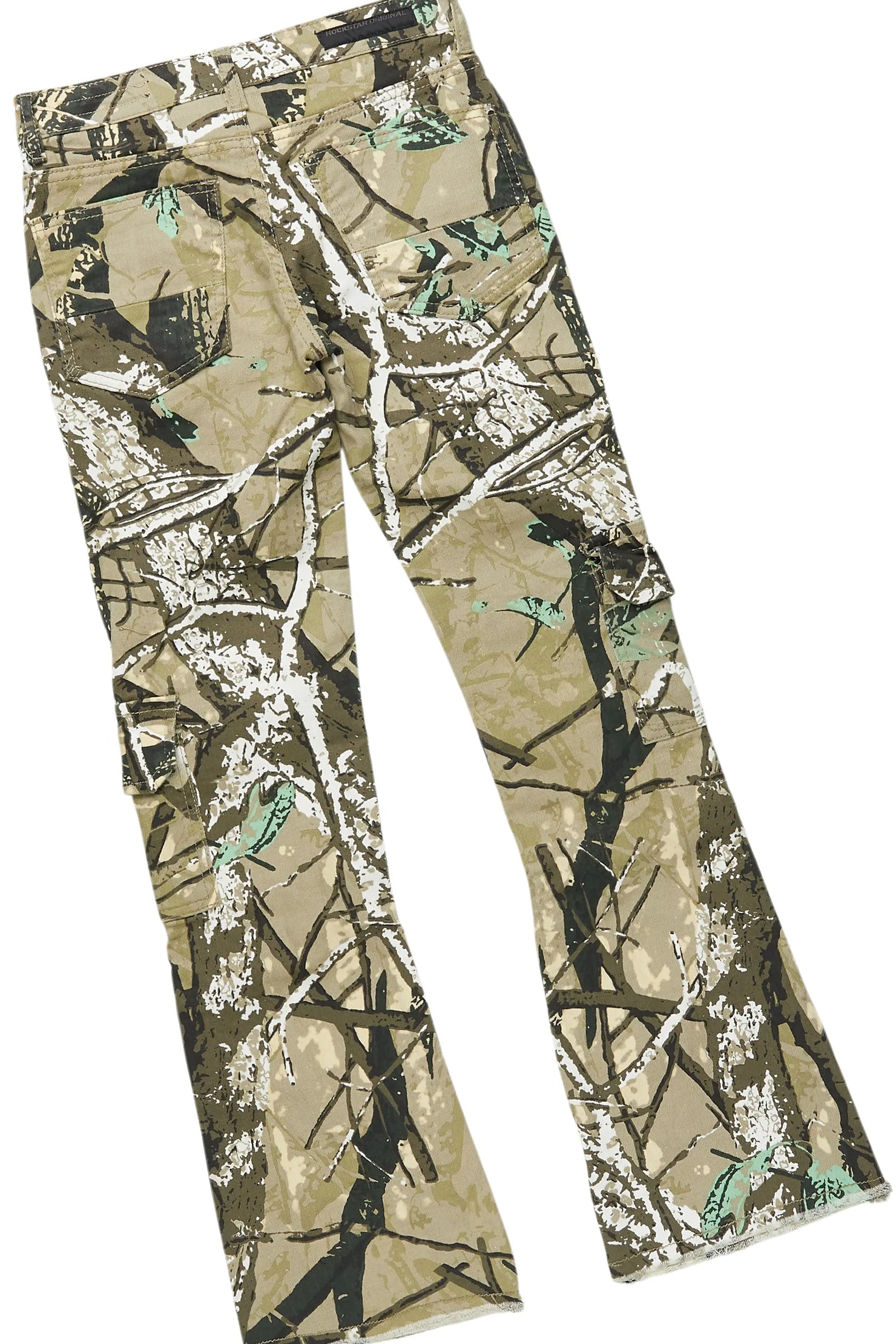 Boys Members White/Tree Camo T-Shirt/Stacked Flare Jean Set