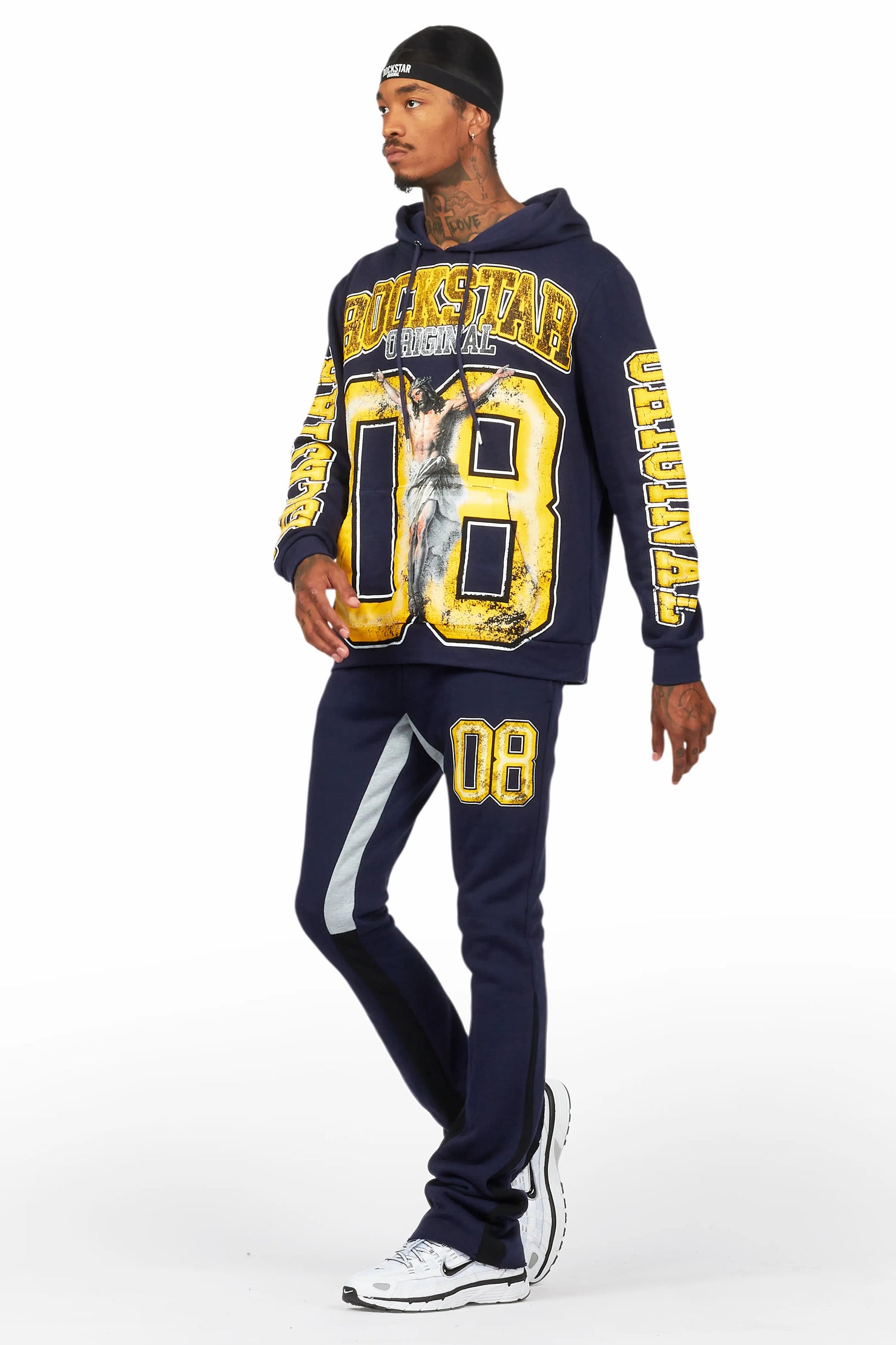 Fields Navy Stacked Flare Hoodie Track Set