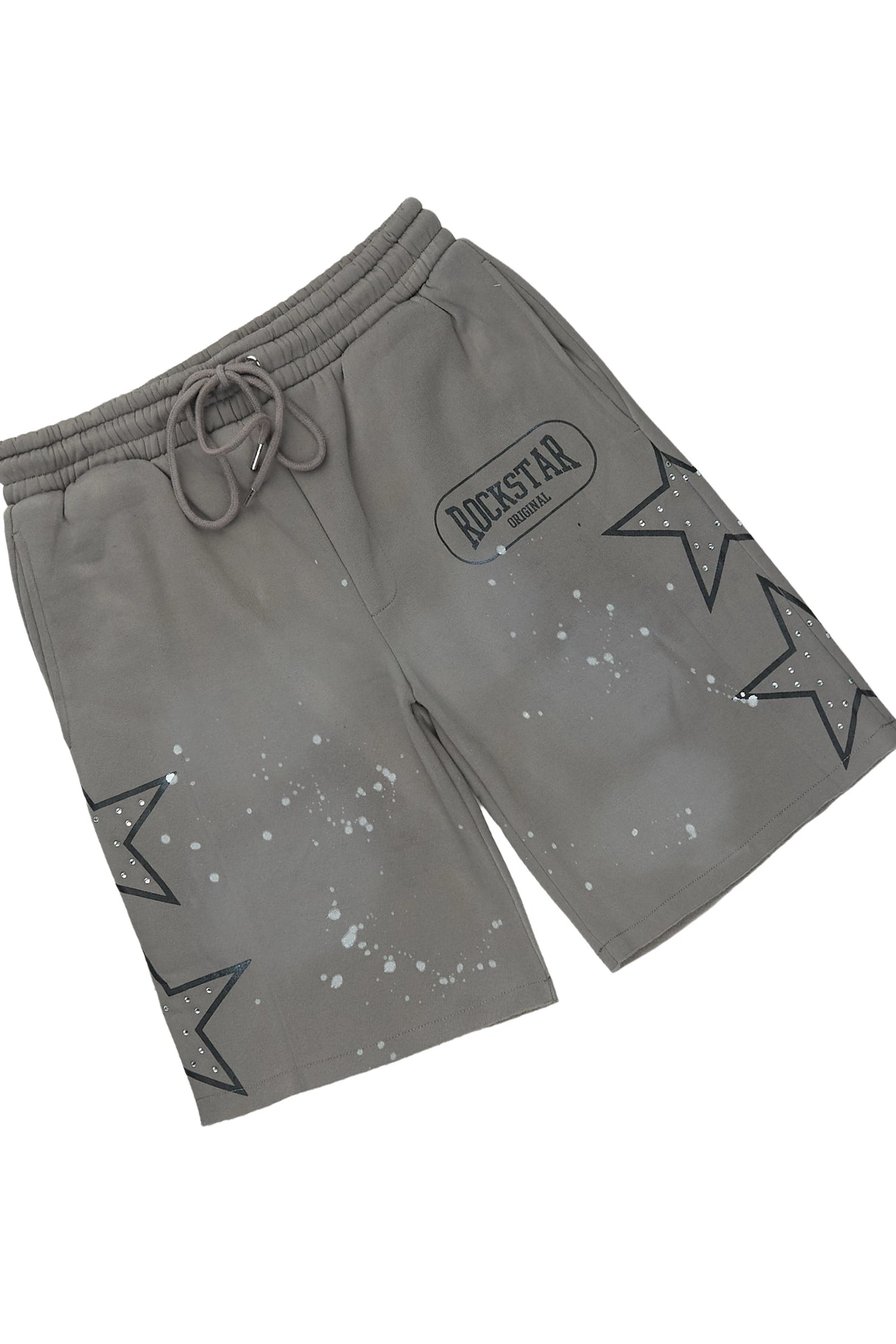 Zirka Grey Studded T-Shirt/Short Set