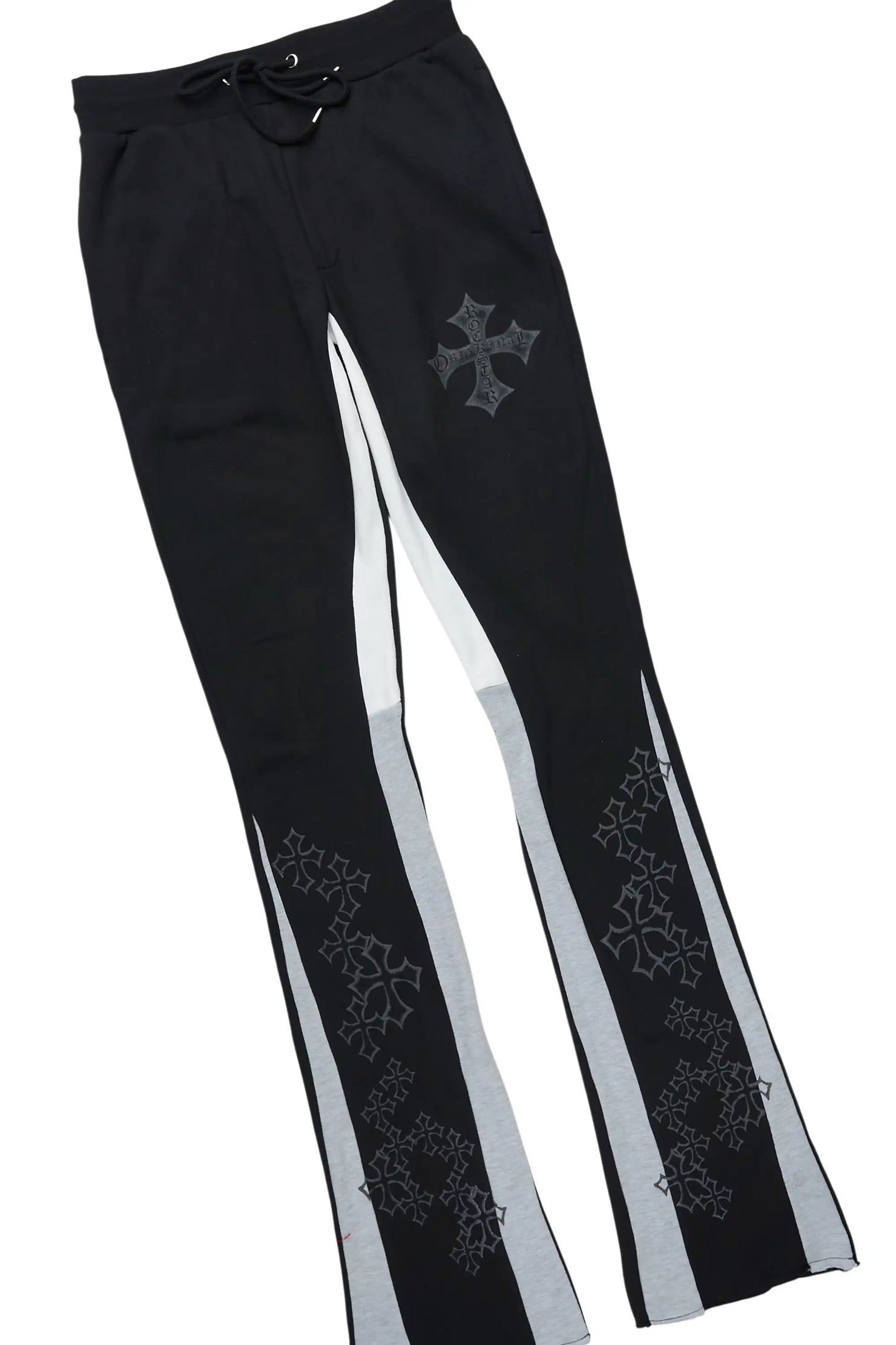 Marzion Black/Grey Hoodie/Stacked Flare Track Set