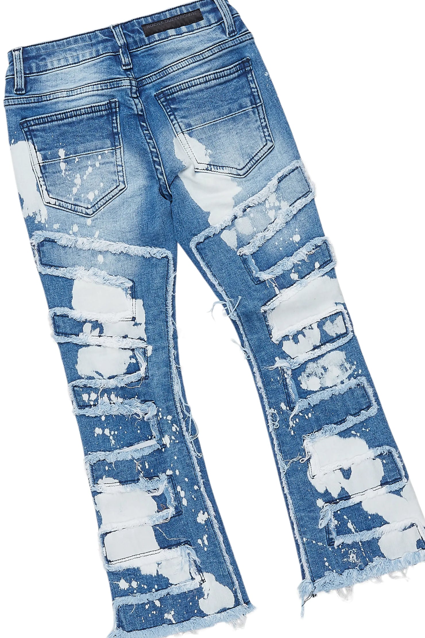 Boys Gabin Royal Blue Hoodie/Stacked Flare Jean Set