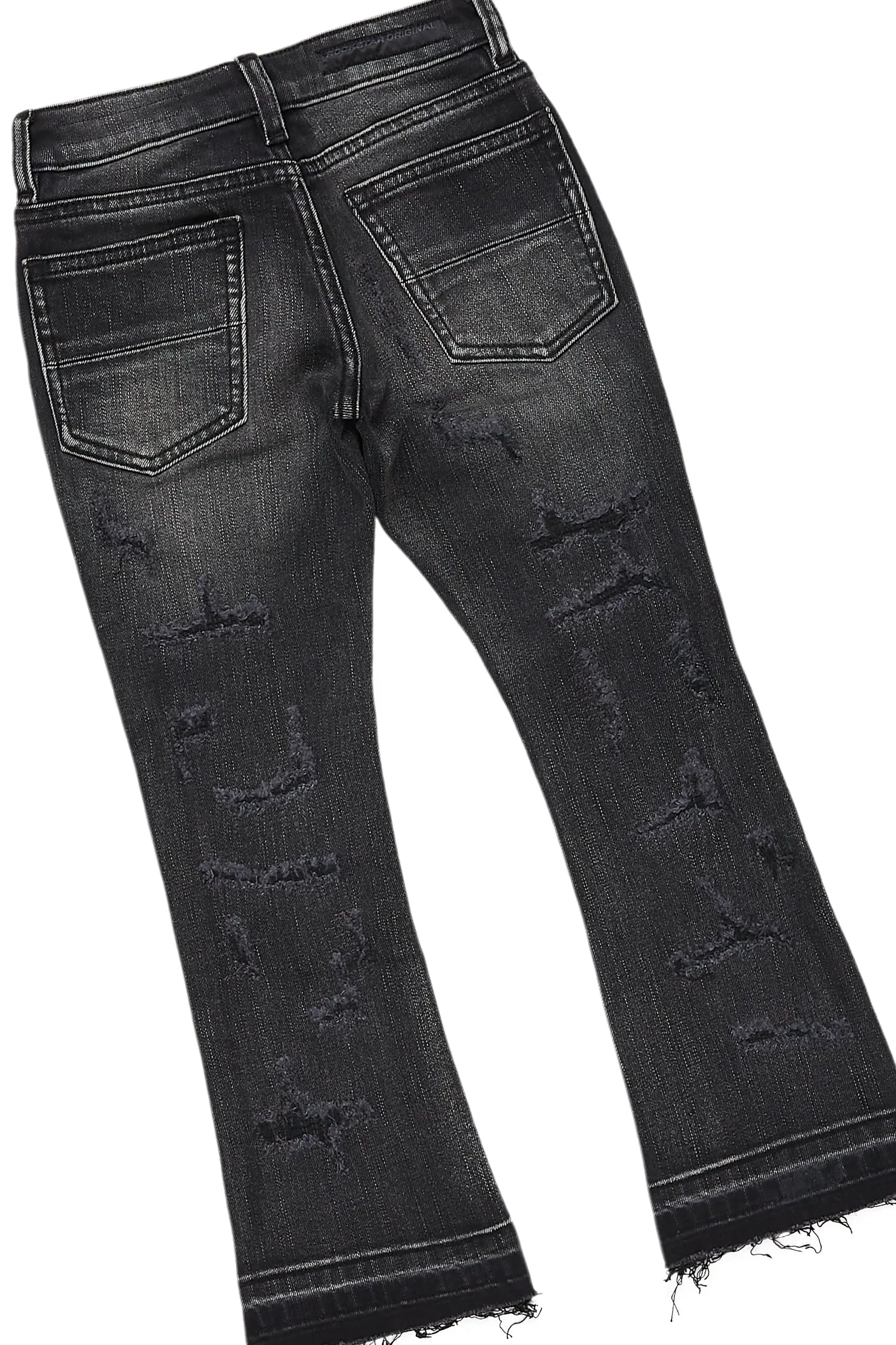 Boys All Eyes Vintage Black Hoodie/Stacked Flare Jean Set