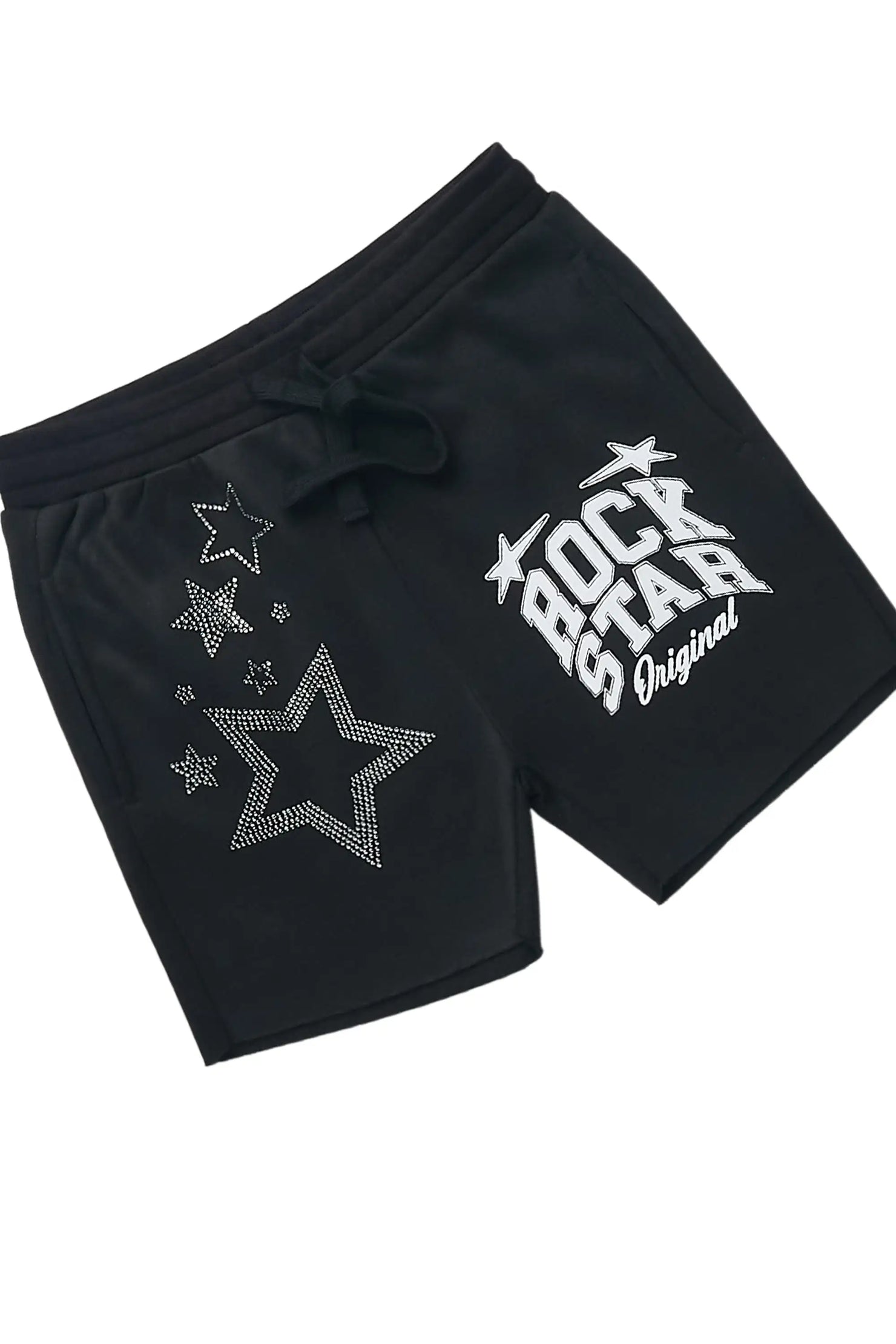 Girls Flaveya Black/Wite Rhinestone T-Shirt Short Set
