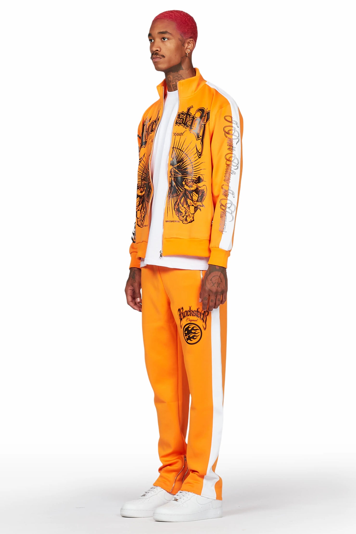 Yarden Orange Tricot Slim Fit Track Set