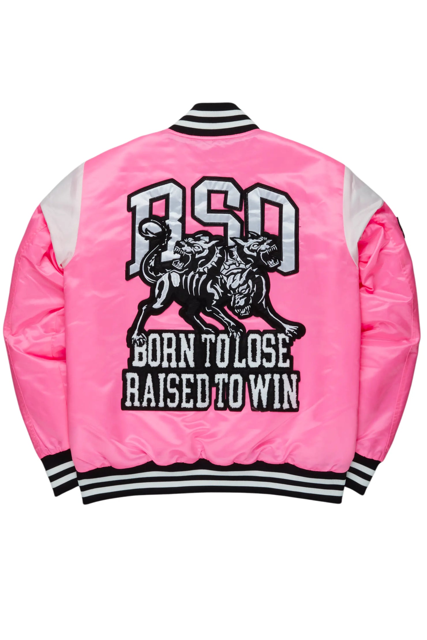 Sosa Hot Pink Satin Varsity Jacket