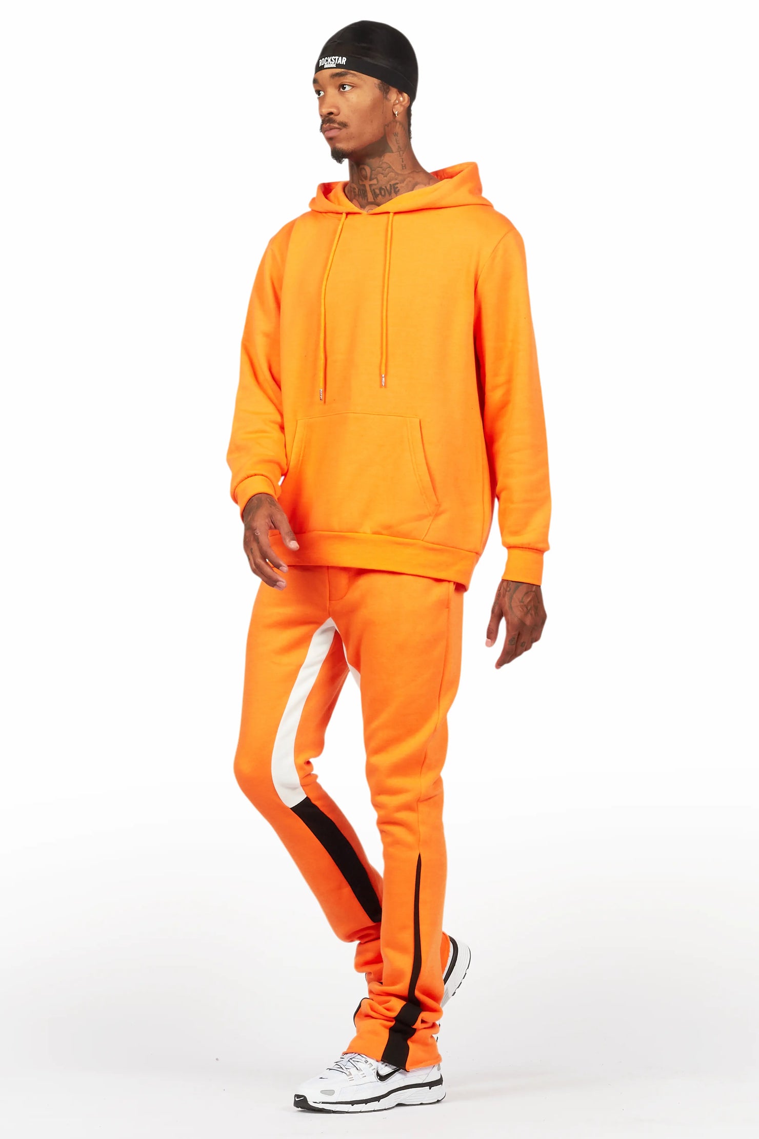 Basic Orange Hoodie/Stacked Flare Track Set