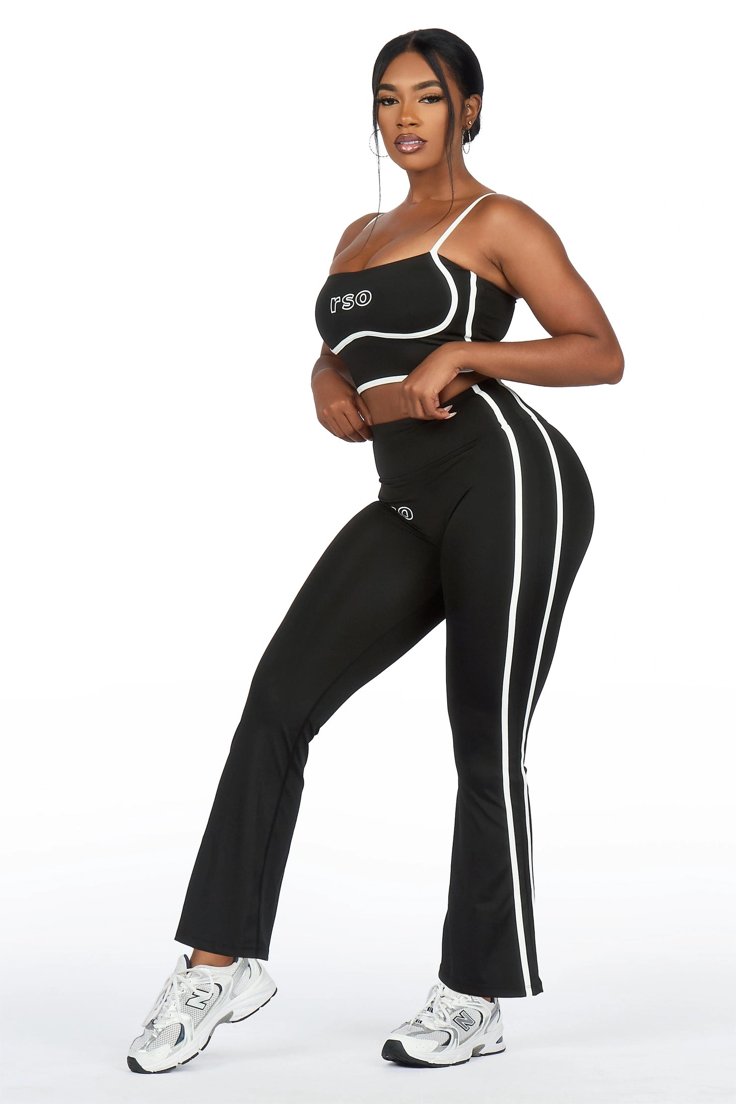 Karmen Black Tank Active Flare Pant Set