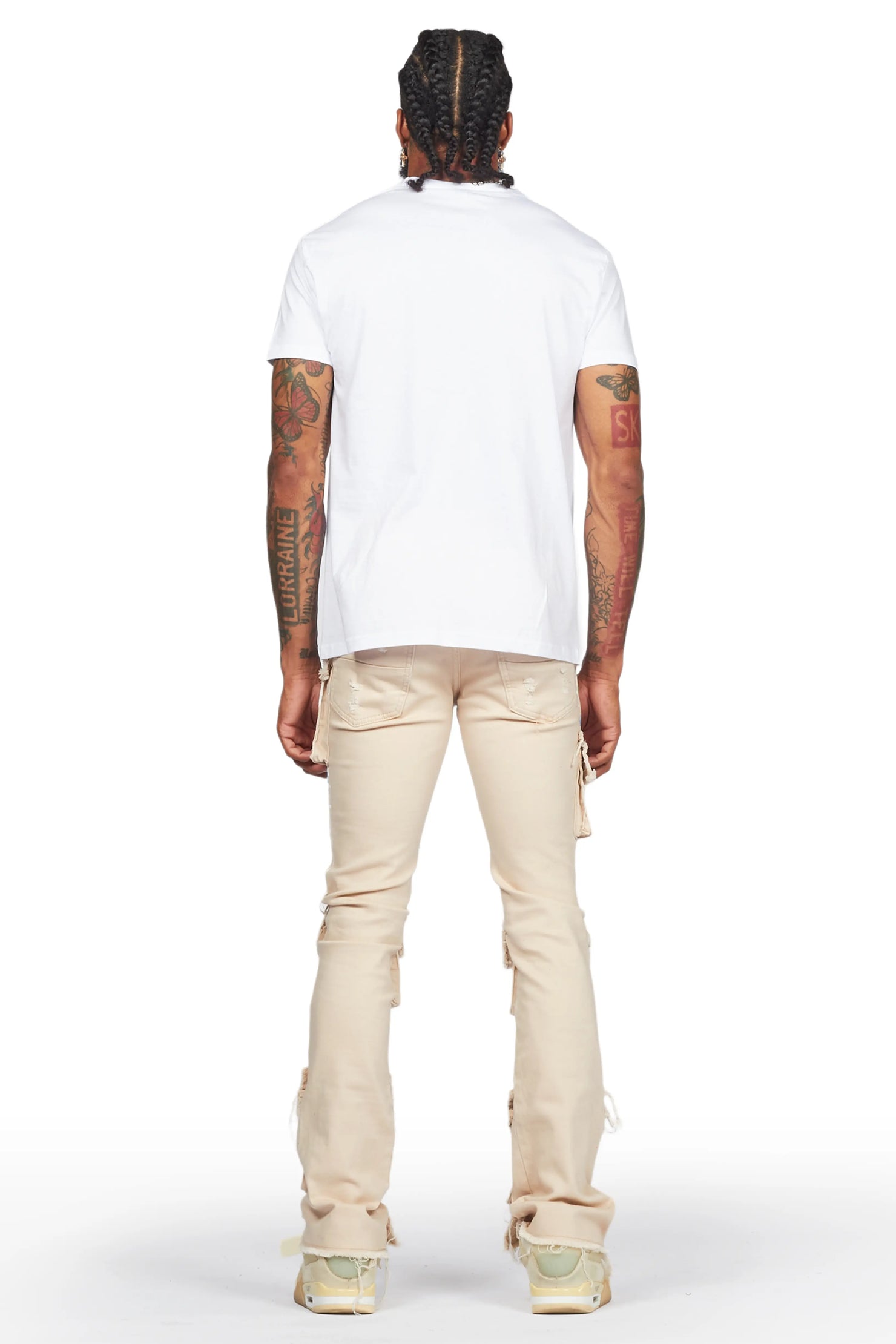 Ingo Beige Painter Stacked Flare Jean