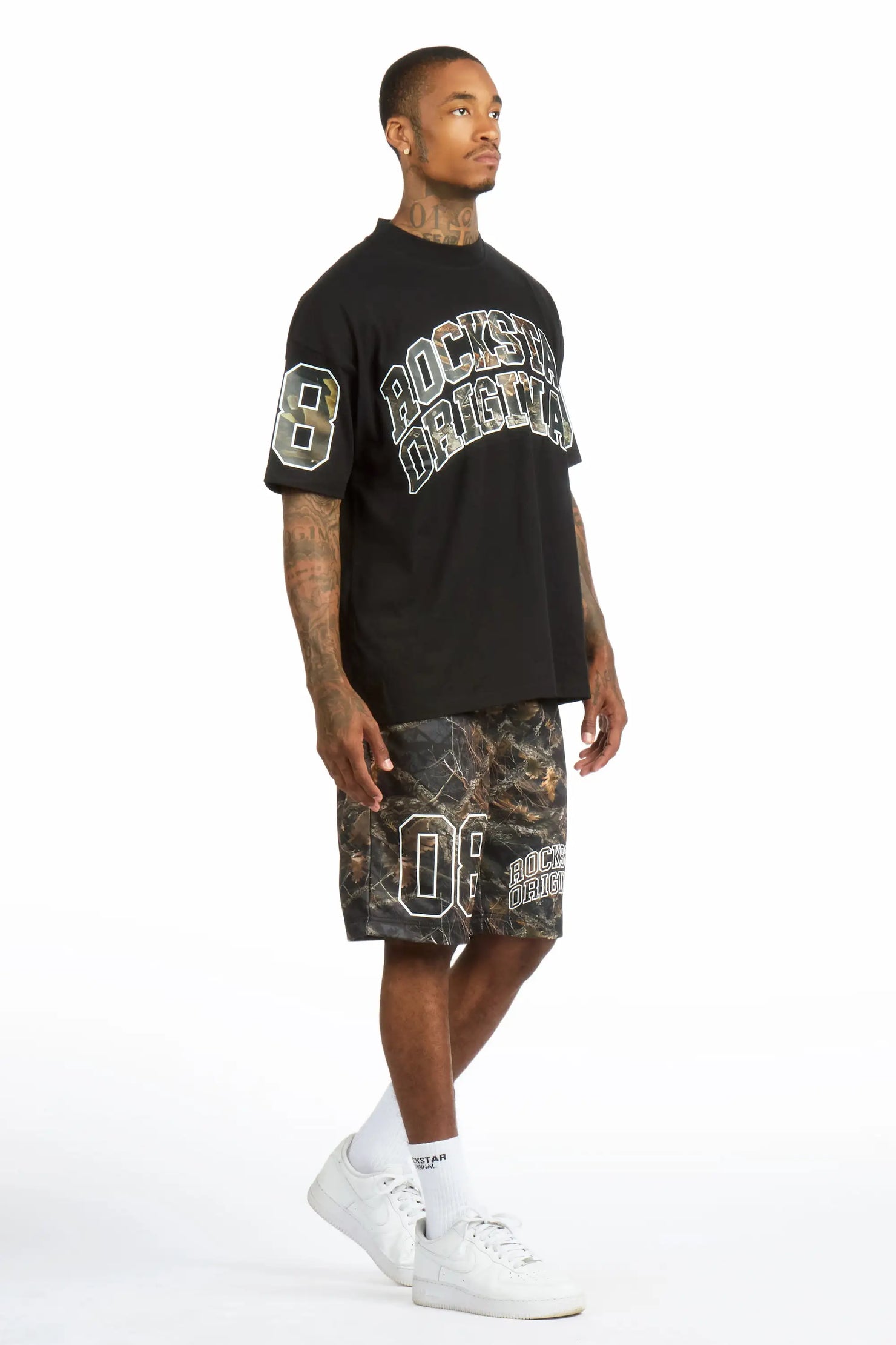 Desiero Black Camo T-Shirt Short Set