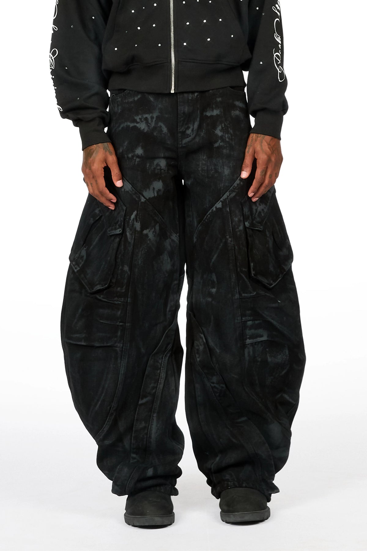 Tren Black Oil Wash Barrel Fit Jean