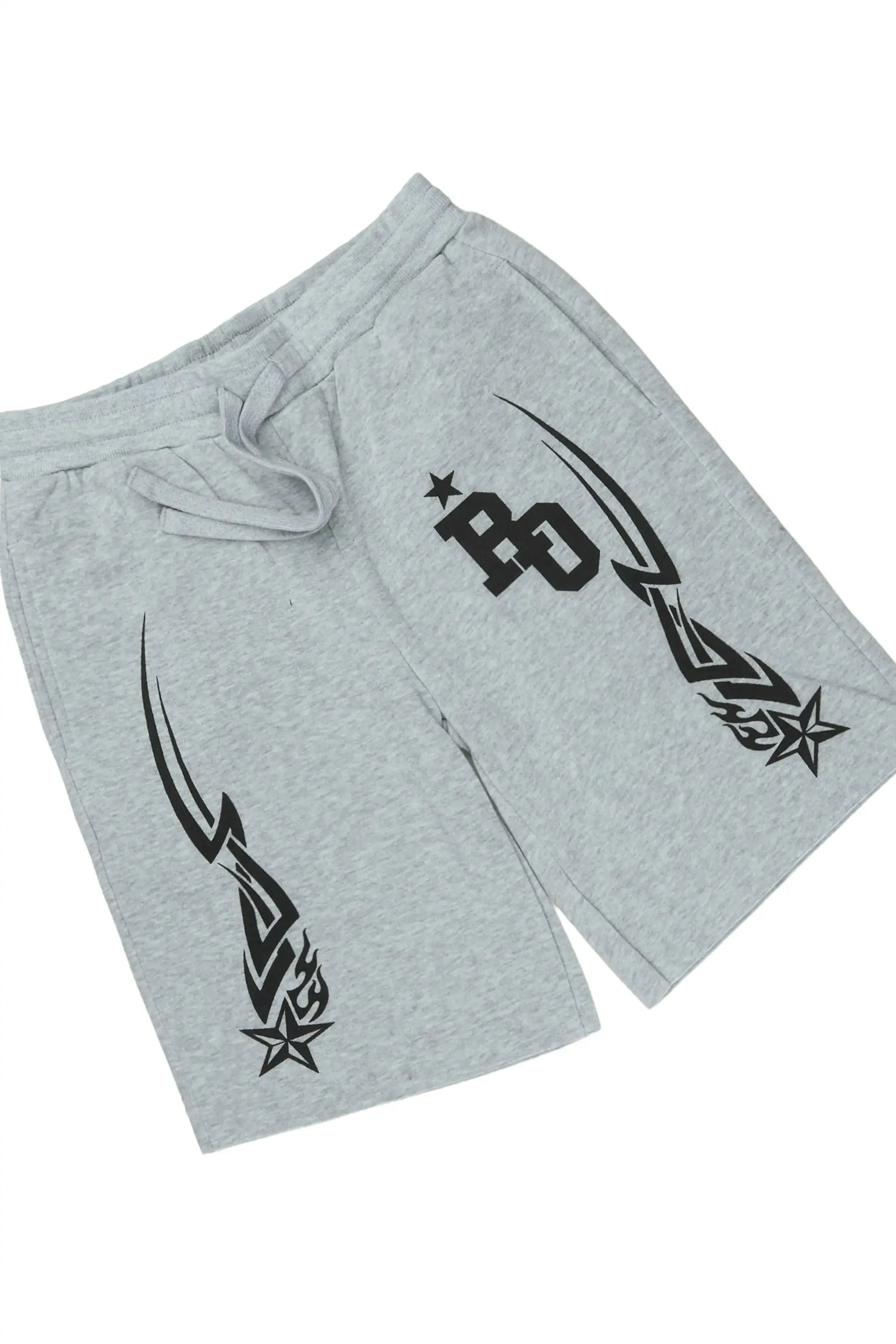 Boys Plutix Heather Grey/Black Graphic T-Shirt/Short Set