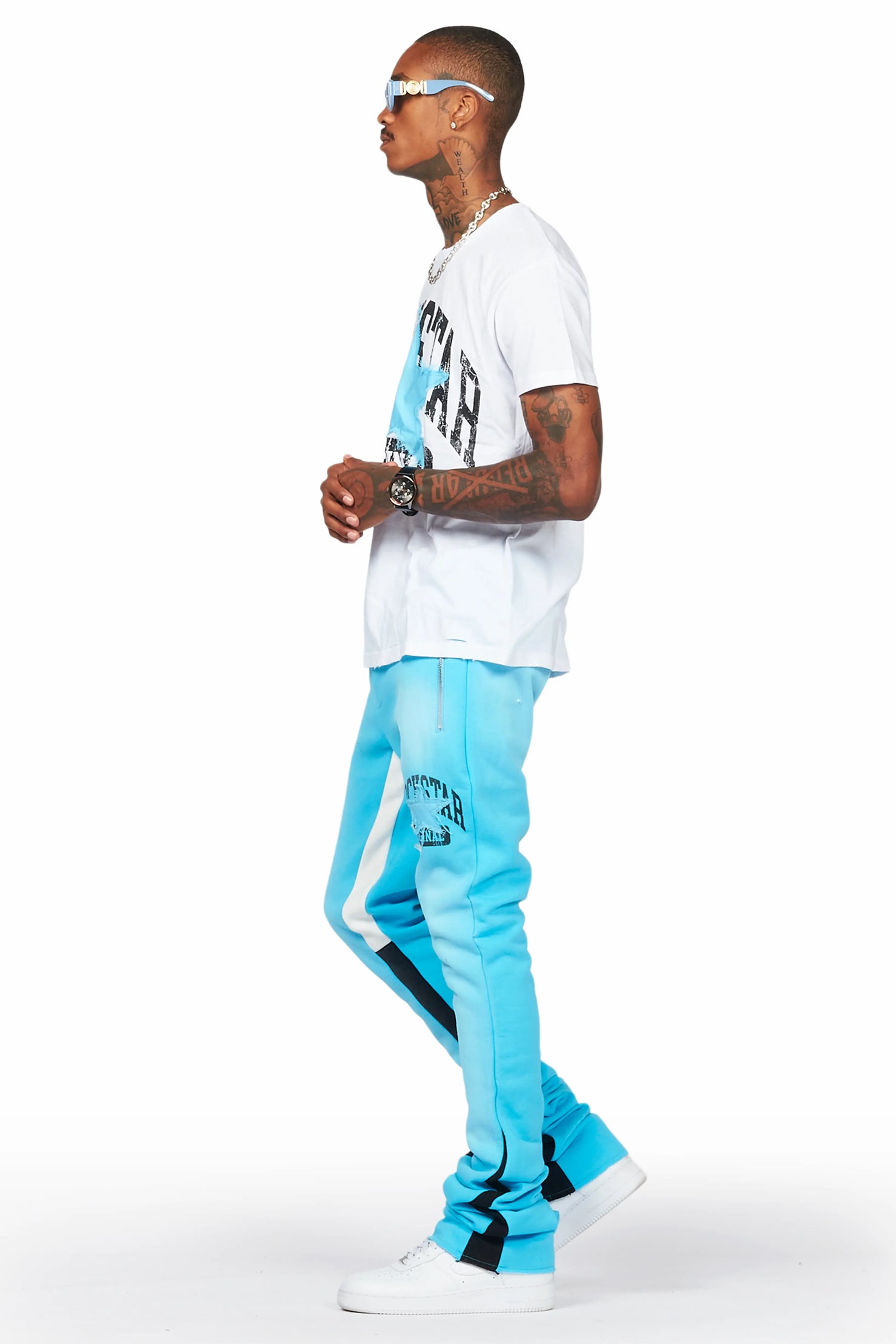 Mallor White/Blue T-Shirt/Super Stacked Track Set