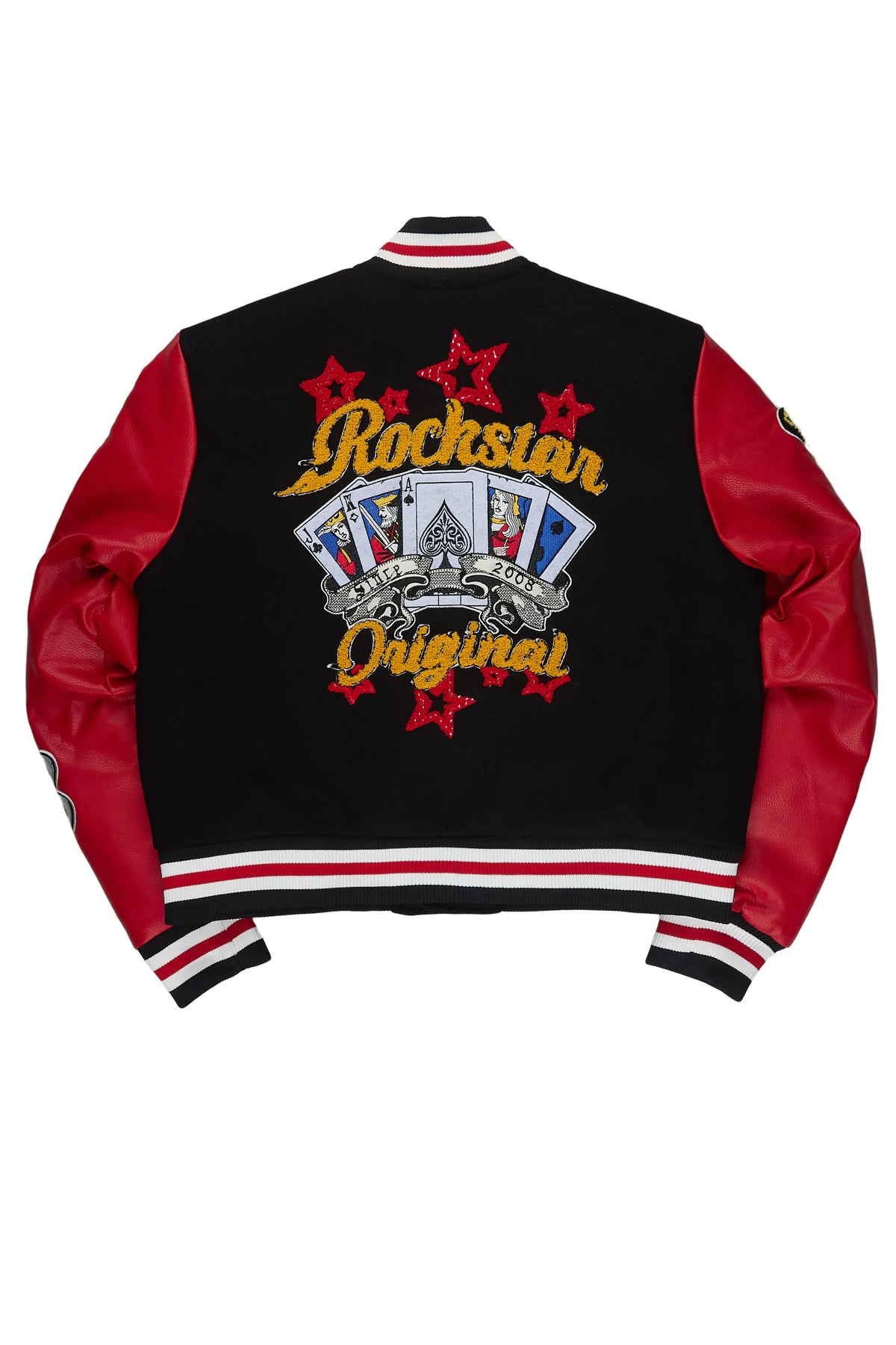 Stasha Black/Red Oversized Varsity Jacket