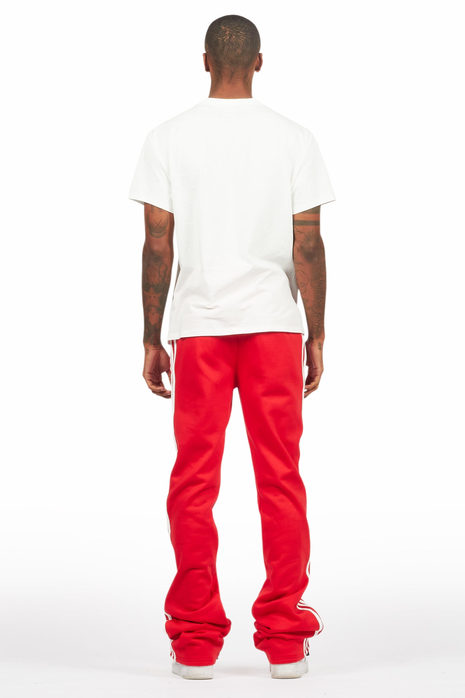 Gerrit Red Fleece Stacked Baggy Track Pant