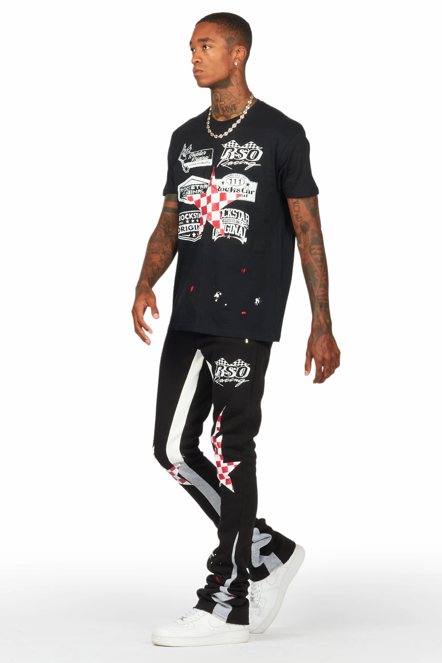 Daker Black T-Shirt/Super Stacked Flare Track Set