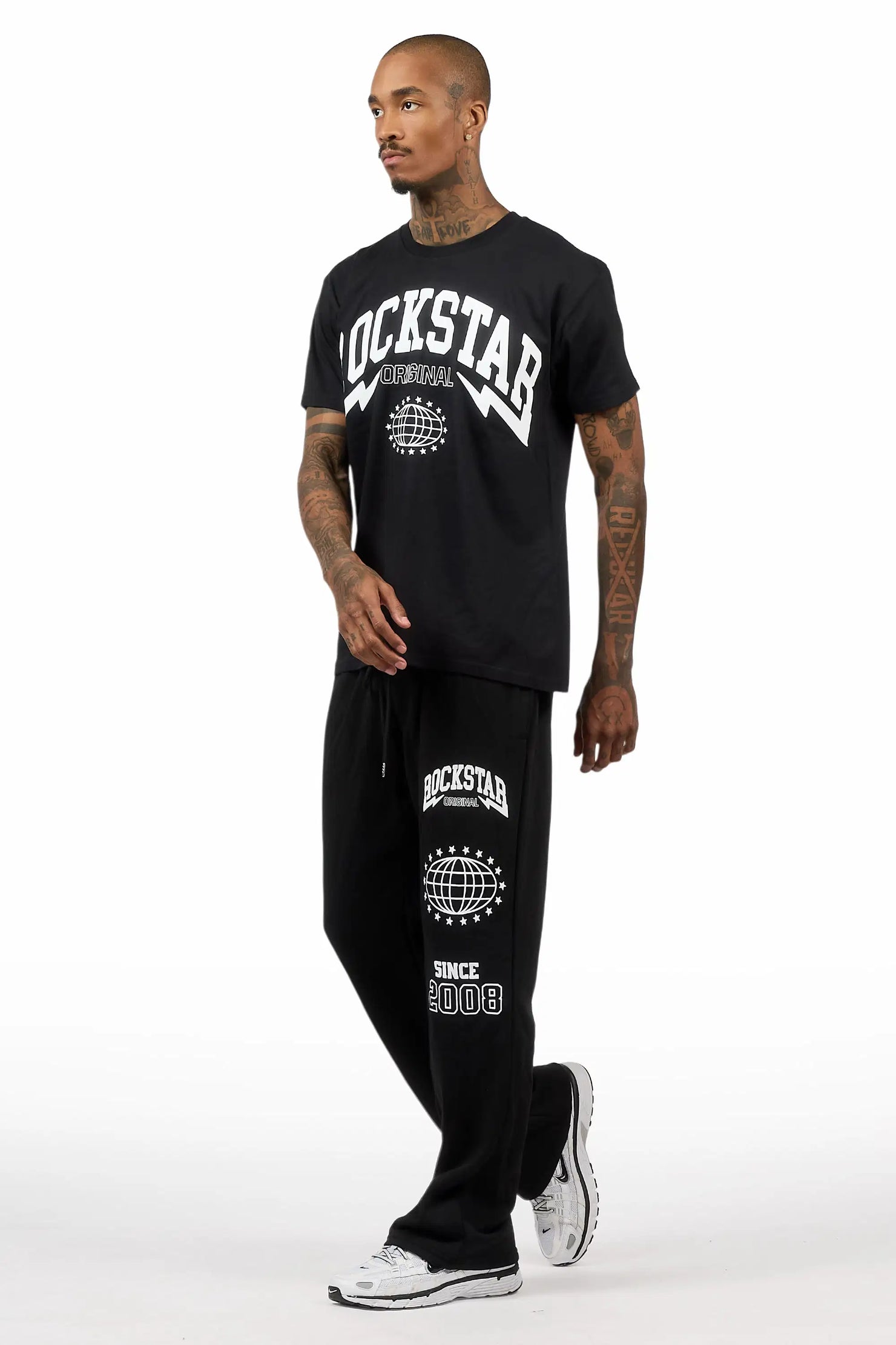 Stori Black/White T-Shirt/ Relaxed Track Set