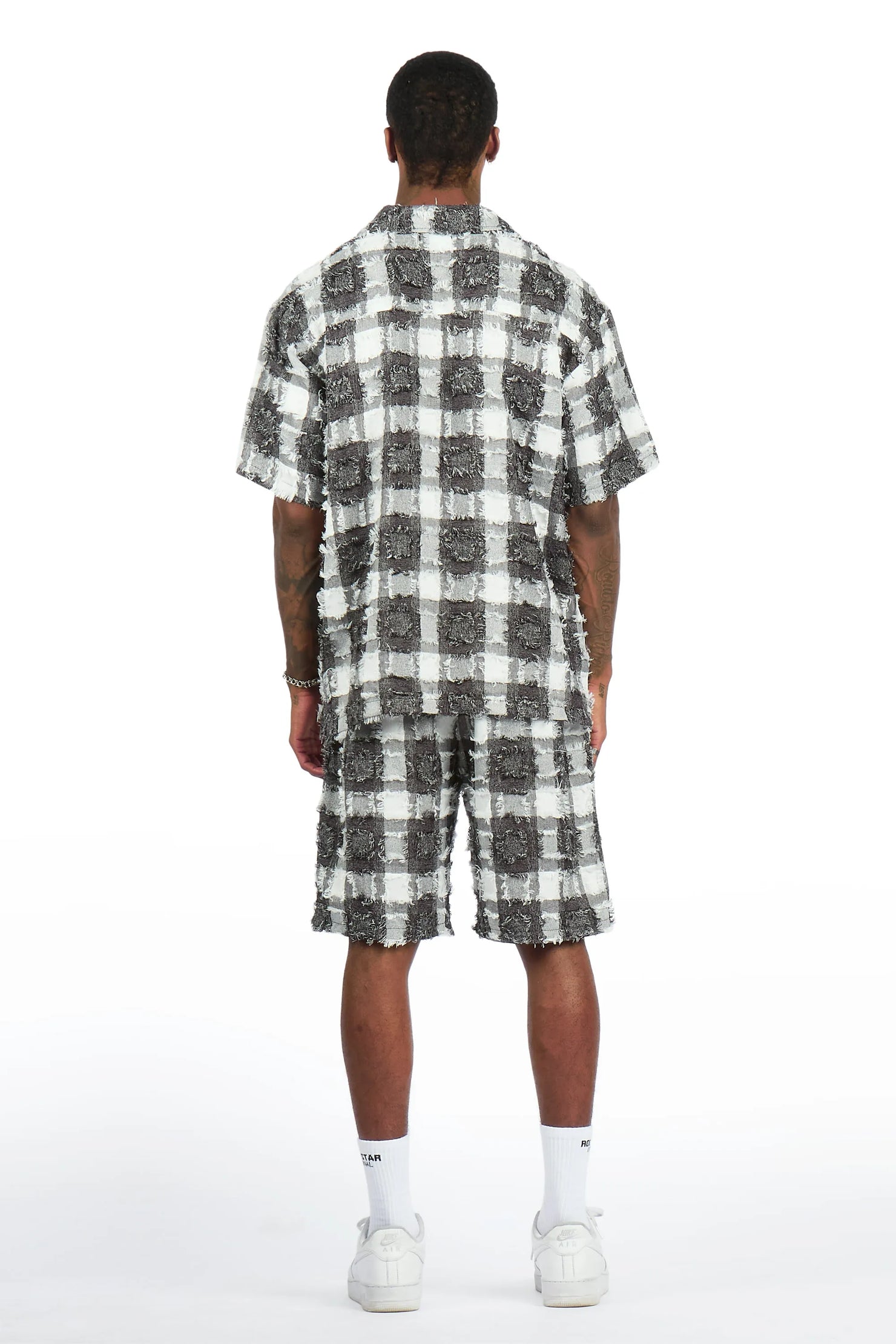 Amarion Black/White Button Down Shirt/Short Set