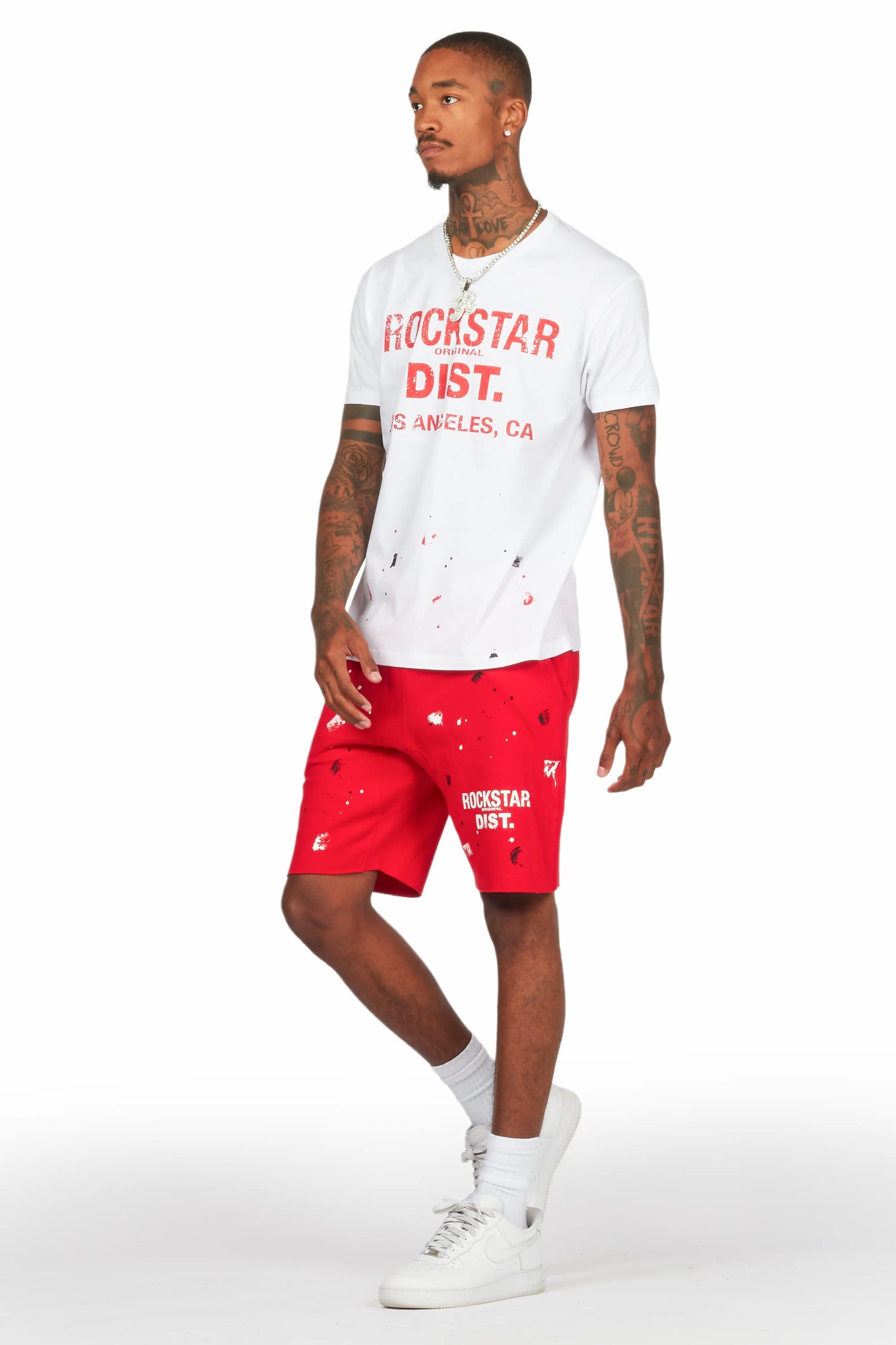 Scottie White/Red Painter T-Shirt/Short Set