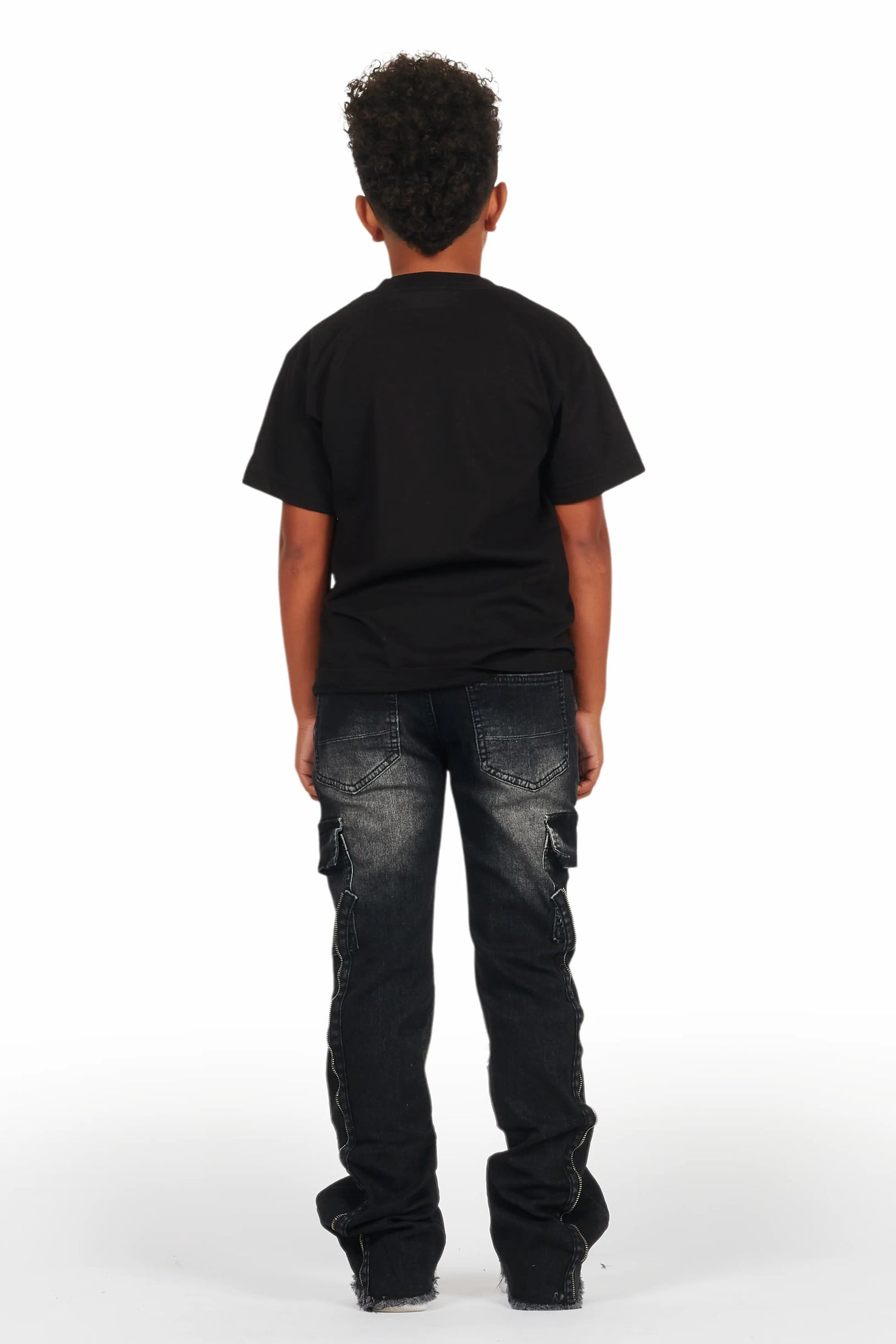 Boys Hutch Black Wash Stacked Flare Jean