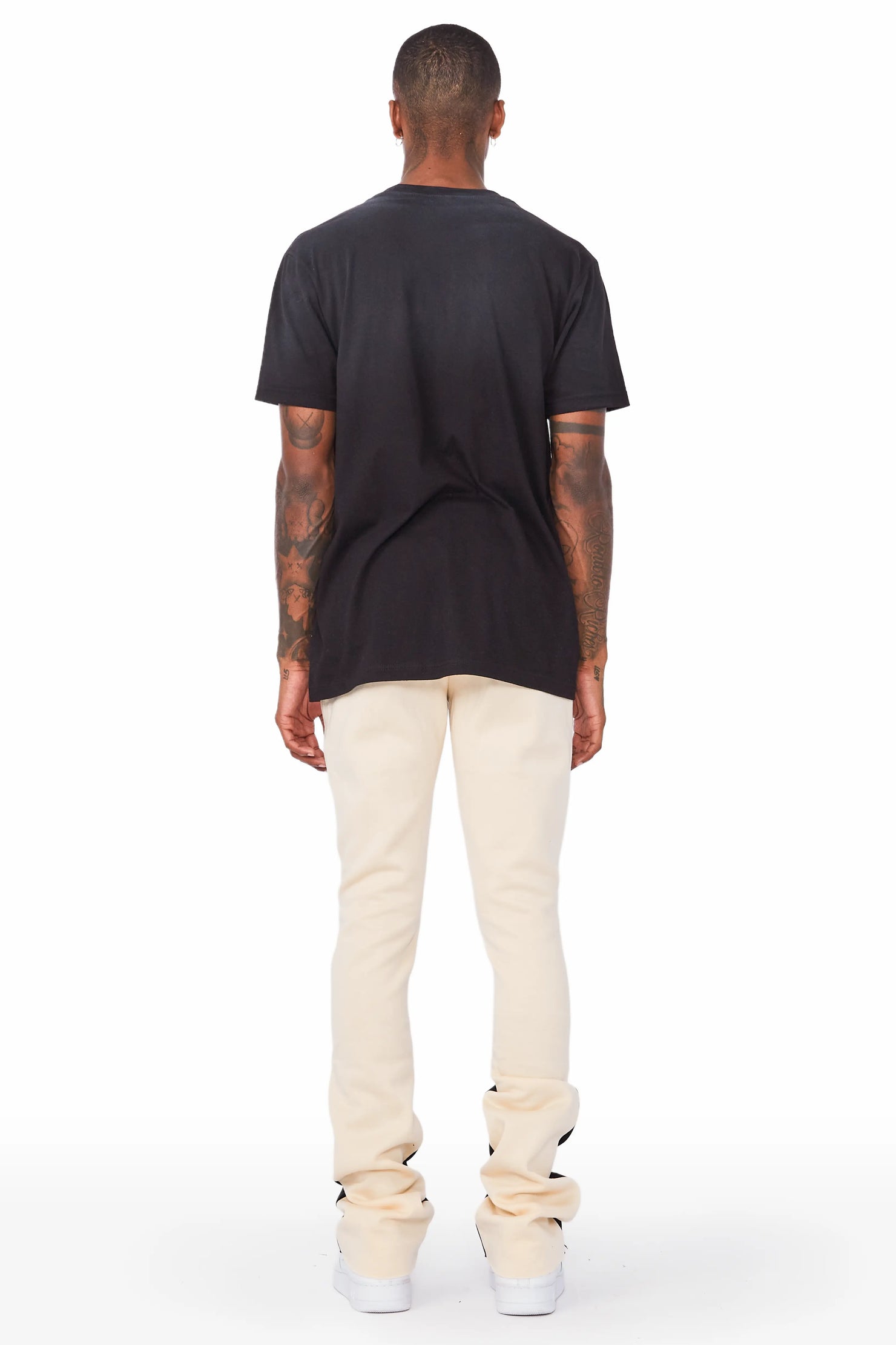 Everest Beige Stacked Flare Track Pant