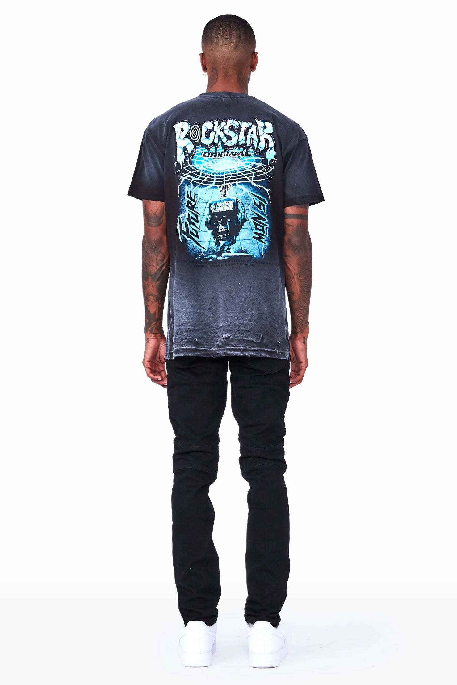 Bk Signature Biker / Zipper Knee Jean- Black