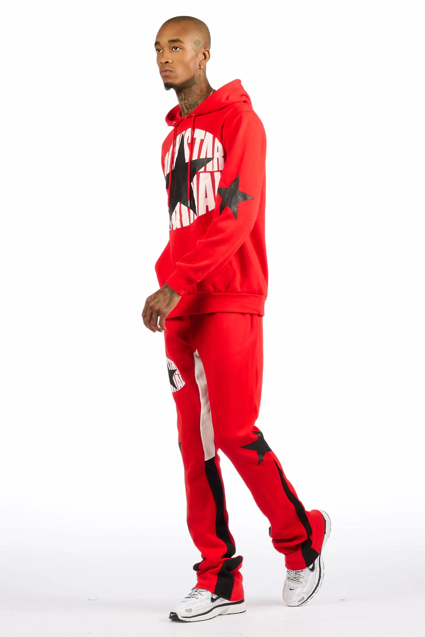 States Red/Black Hoodie Stacked Flare Track Set
